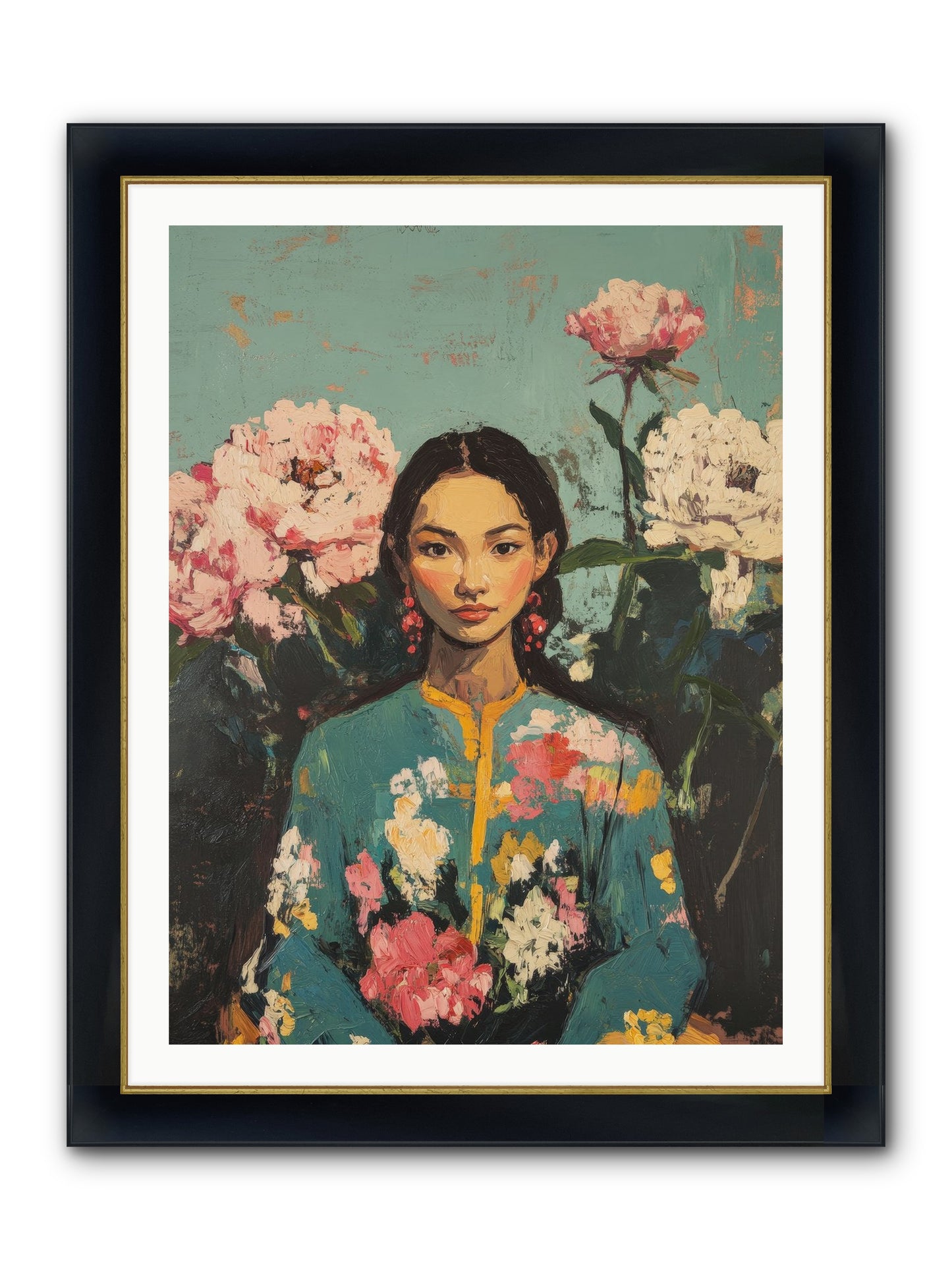 Evangeline Moonstone Framed Print - Wide Black w/Gold 30x40