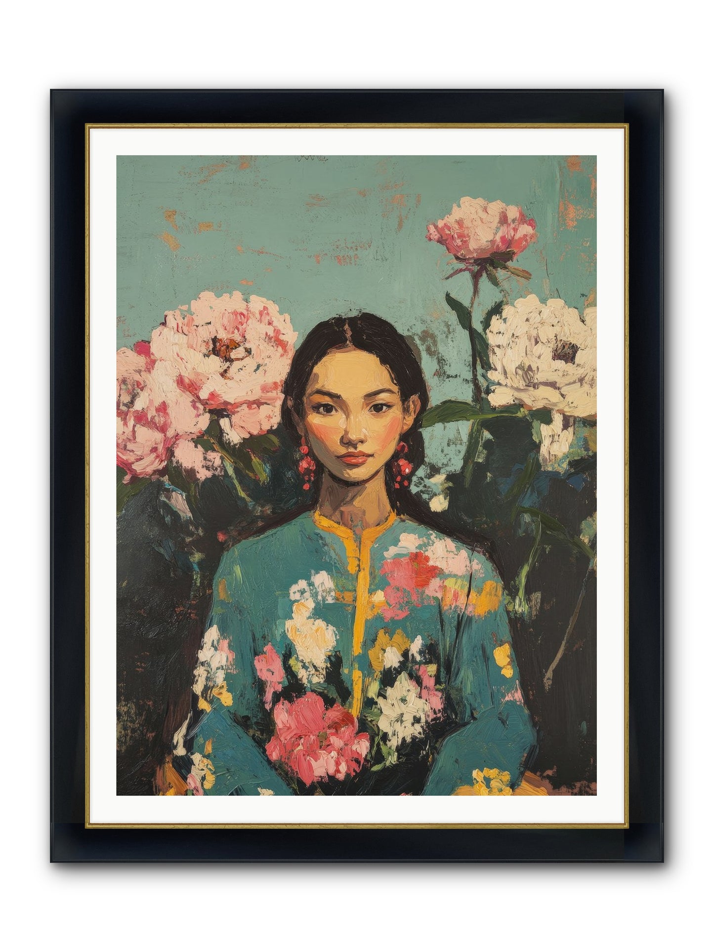 Evangeline Moonstone Framed Print - Wide Black w/Gold 36x48