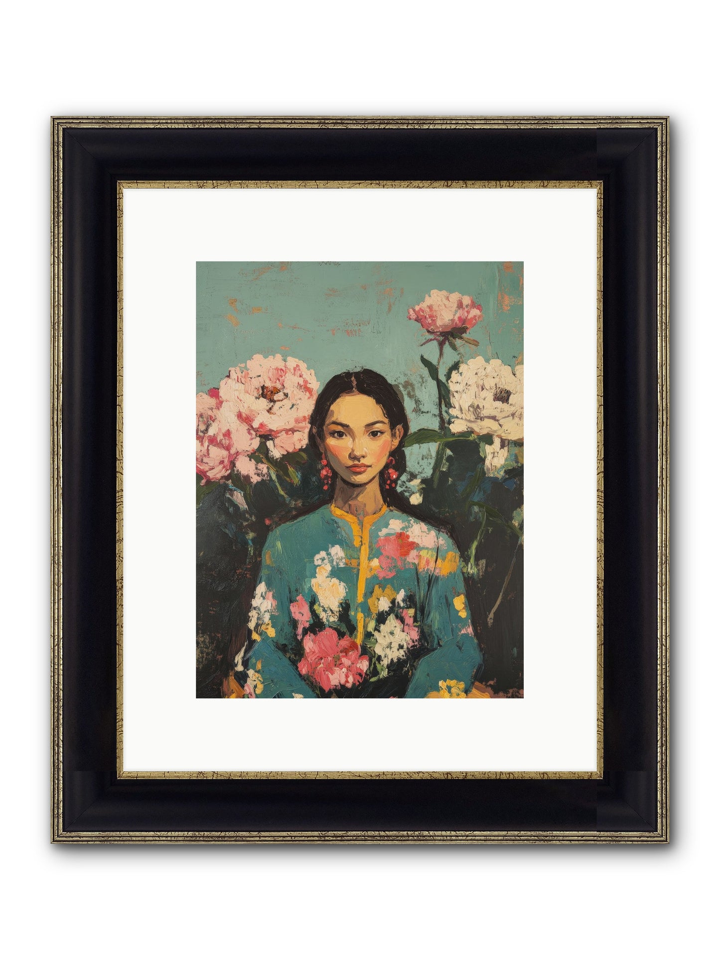 Evangeline Moonstone Framed Print - Black & Gold 9x12