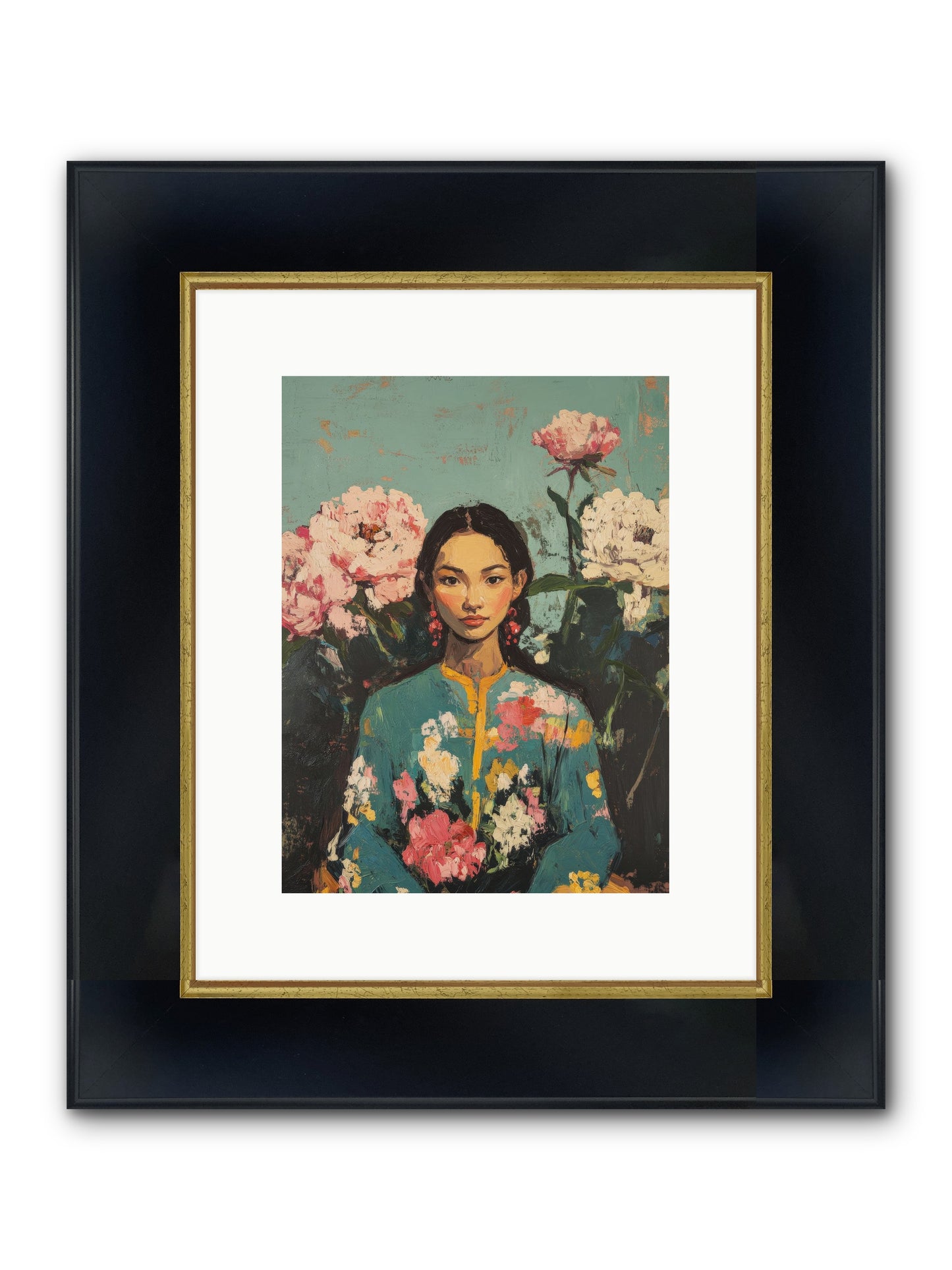 Evangeline Moonstone Framed Print - Wide Black w/Gold 9x12