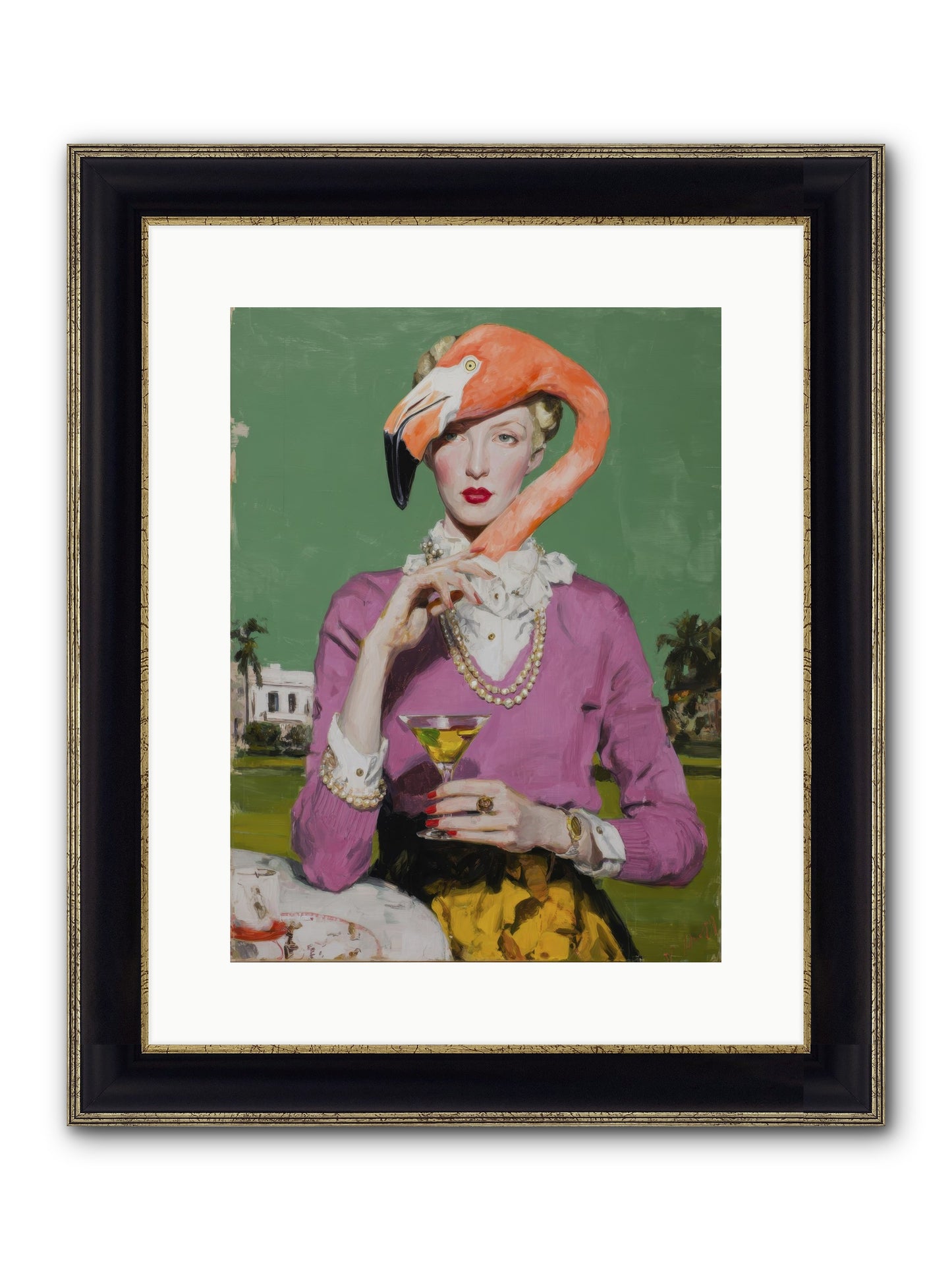 Evangeline & The Umbrella Club Framed Print - Black & Gold 12x16