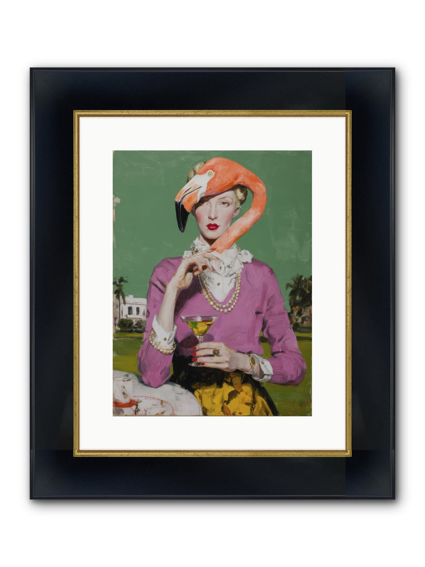Evangeline & The Umbrella Club Framed Print - Wide Black w/Gold 12x16