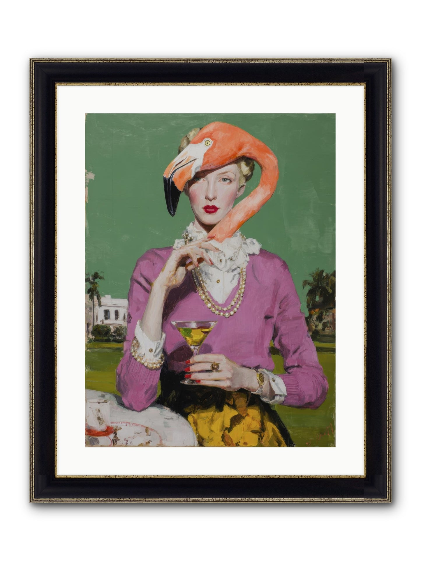 Evangeline & The Umbrella Club Framed Print - Black & Gold 18x24