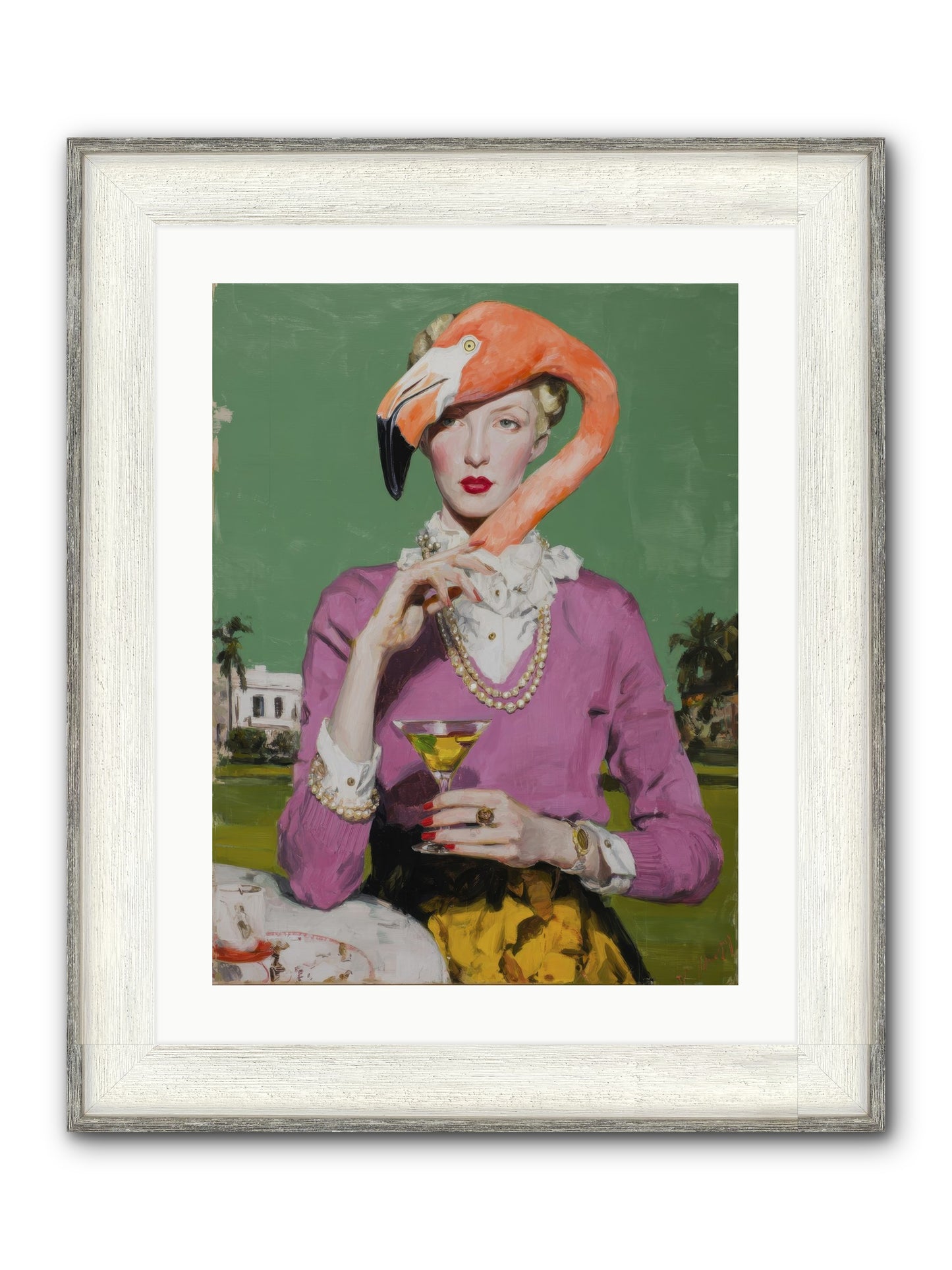 Evangeline & The Umbrella Club Framed Print - Driftwood White 18x24