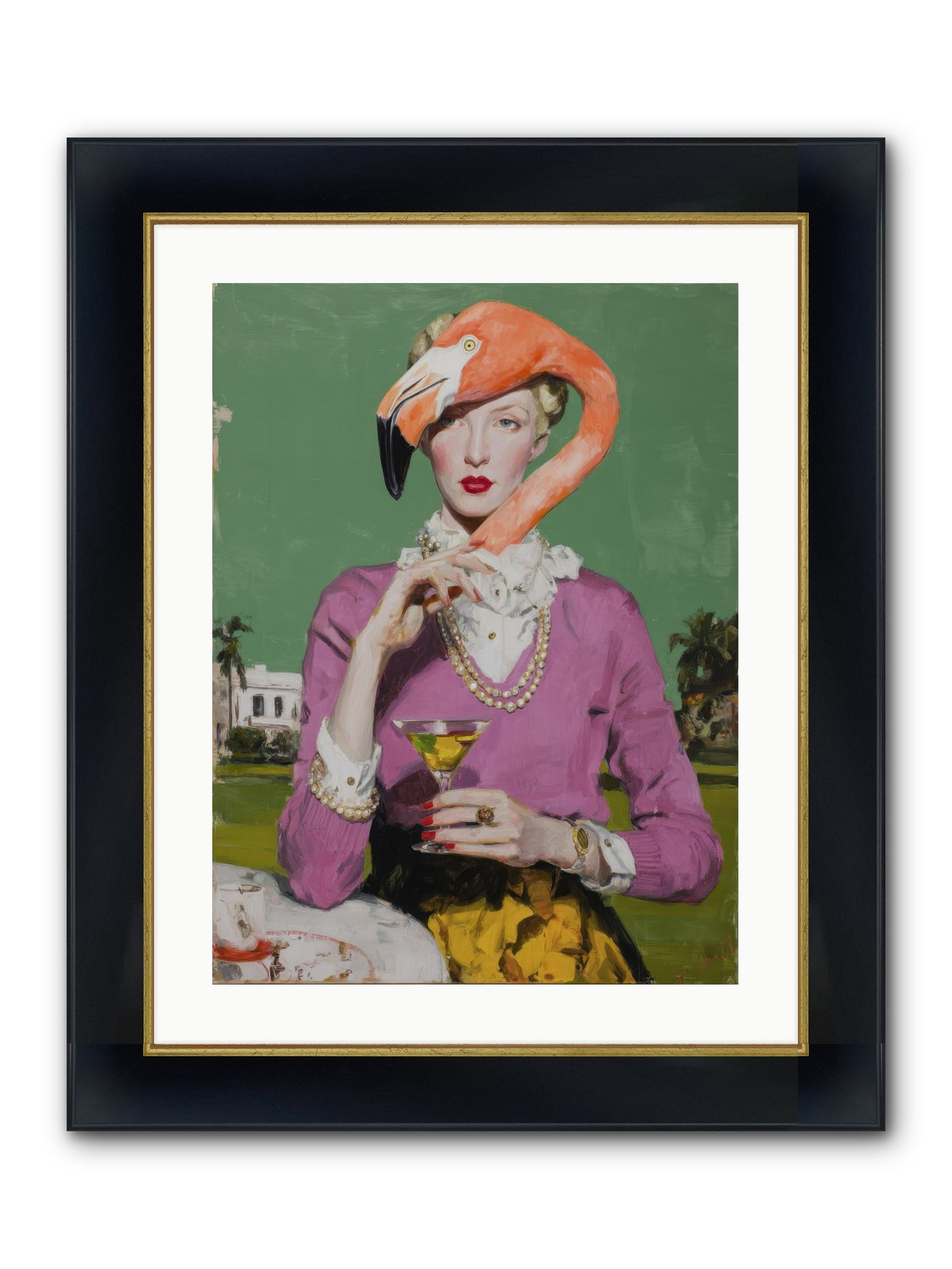 Evangeline & The Umbrella Club Framed Print - Wide Black w/Gold 18x24