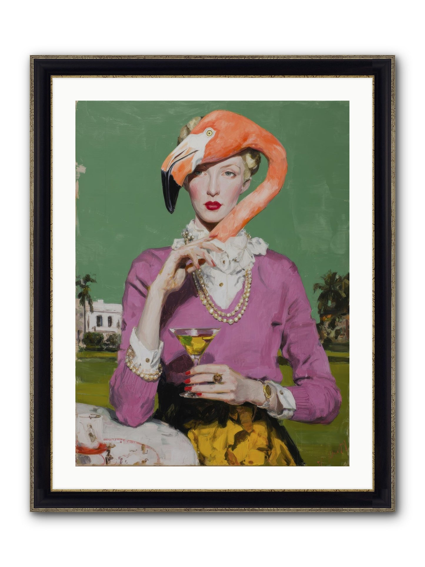 Evangeline & The Umbrella Club Framed Print - Black & Gold 24x32