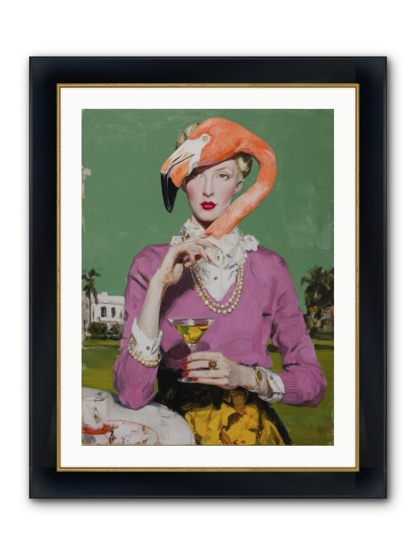 Evangeline & The Umbrella Club Framed Print - Wide Black w/Gold 24x32
