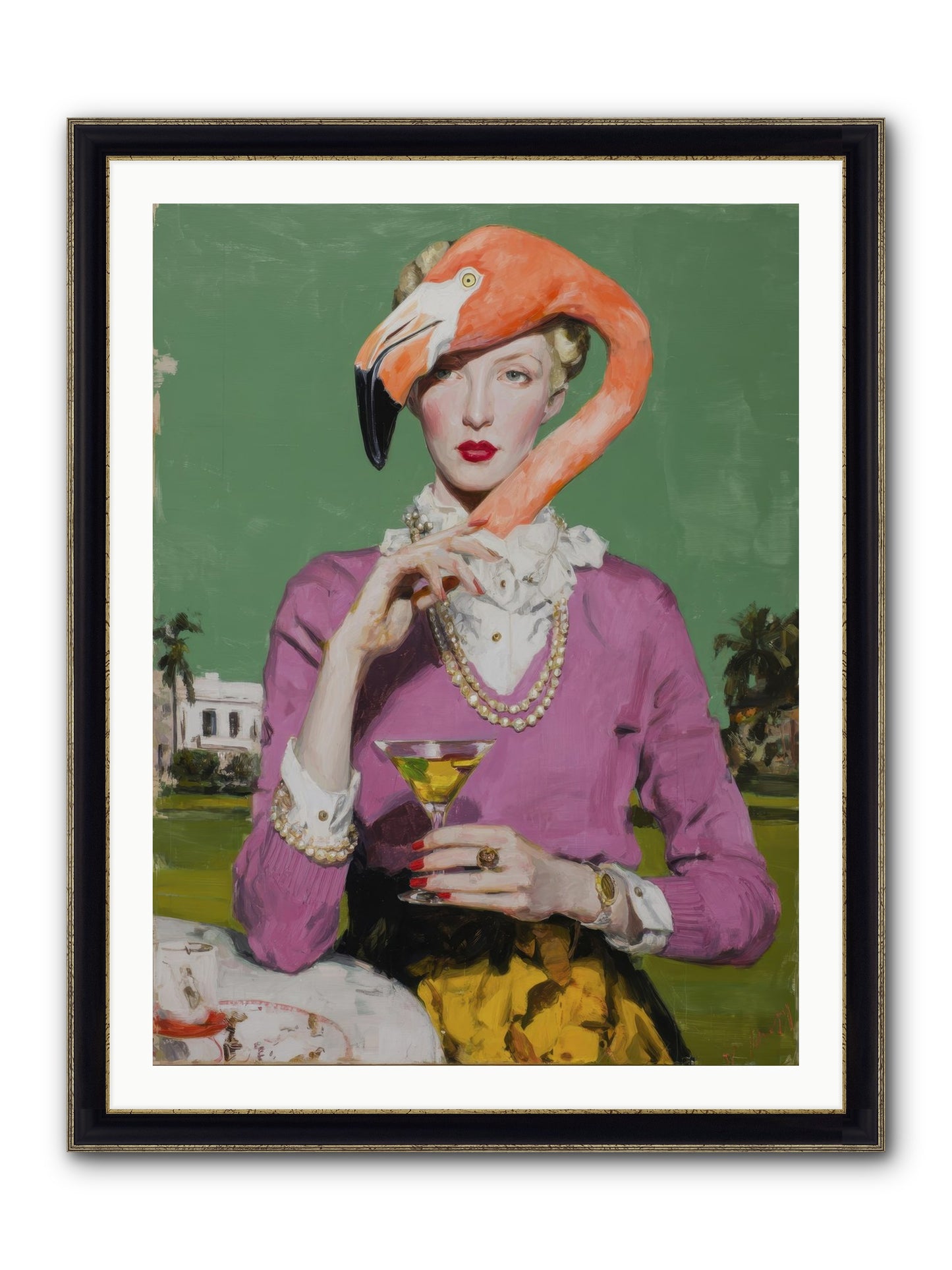 Evangeline & The Umbrella Club Framed Print - Black & Gold 30x40