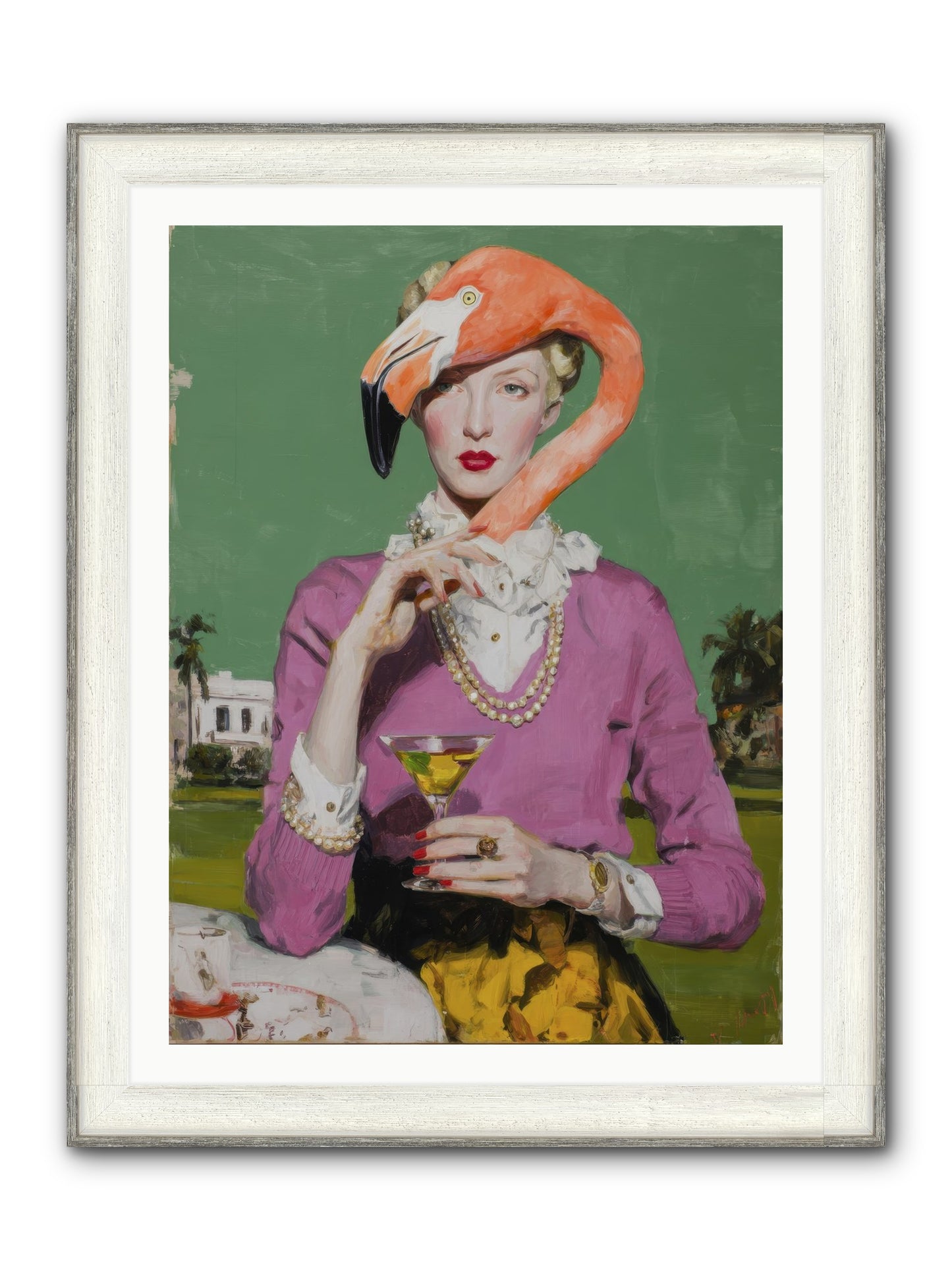 Evangeline & The Umbrella Club Framed Print - Driftwood White 30x40