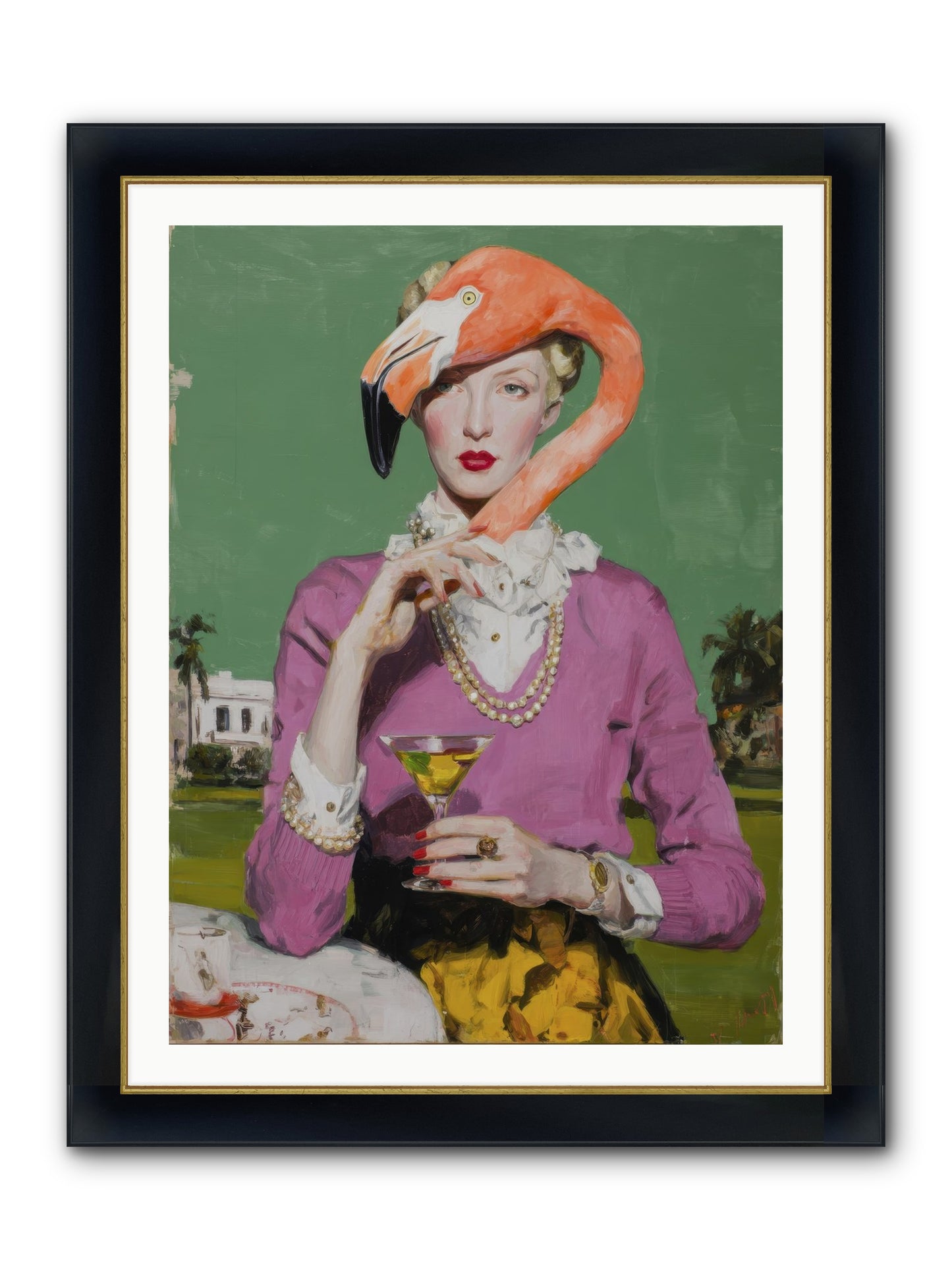 Evangeline & The Umbrella Club Framed Print - Wide Black w/Gold 30x40