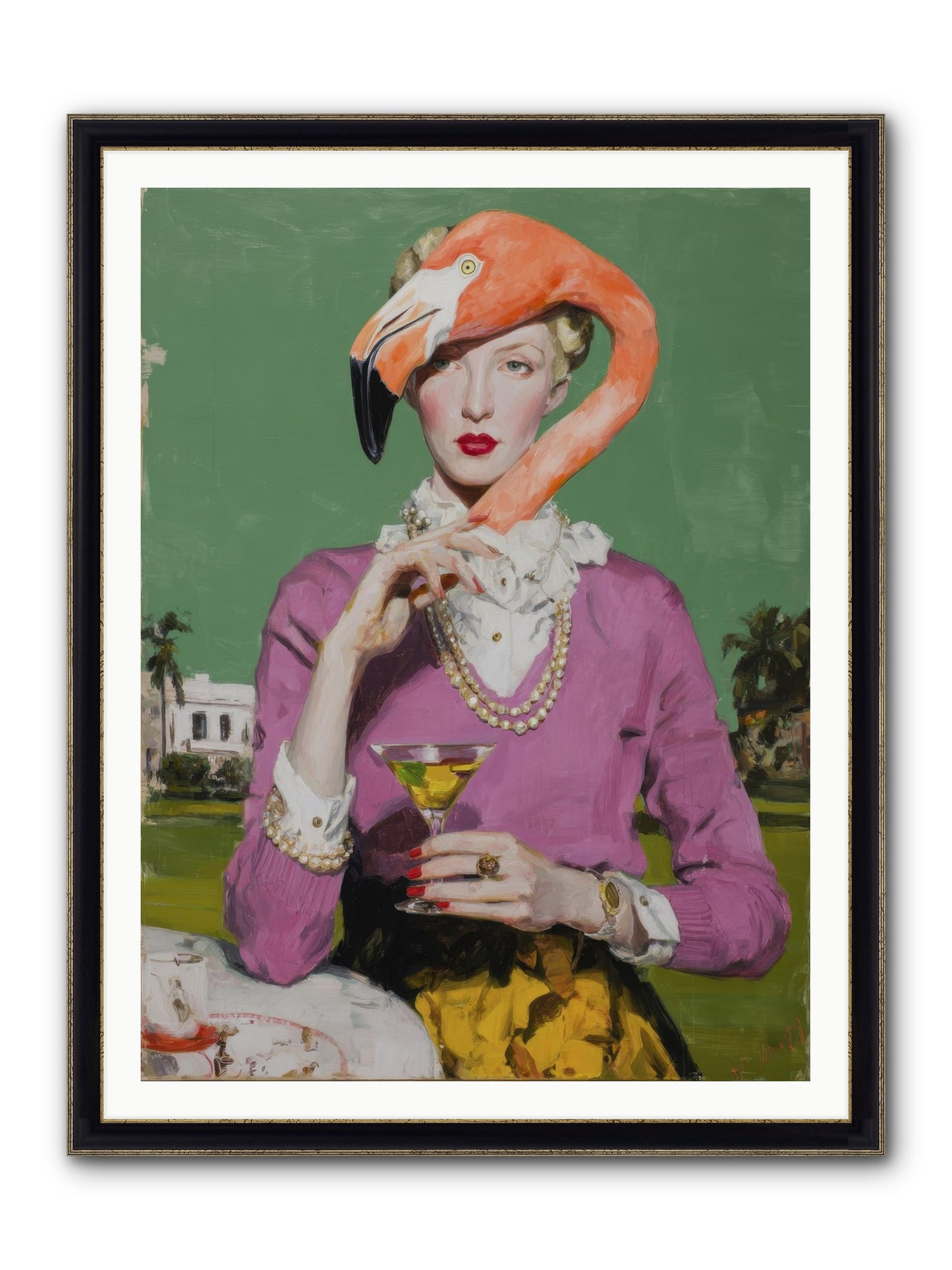Evangeline & The Umbrella Club Framed Print - Black & Gold 36x48