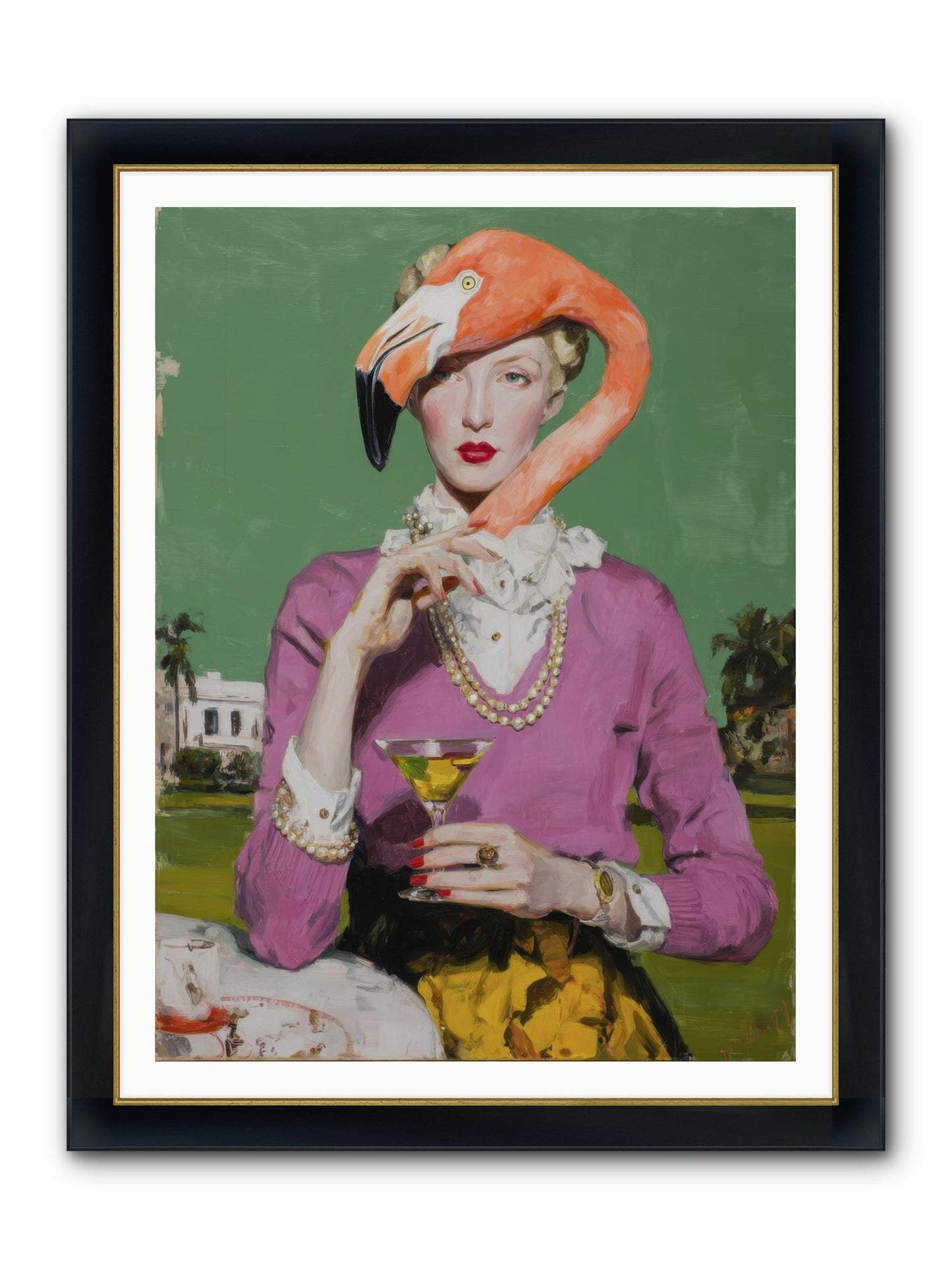 Evangeline & The Umbrella Club Framed Print - Wide Black w/Gold 36x48