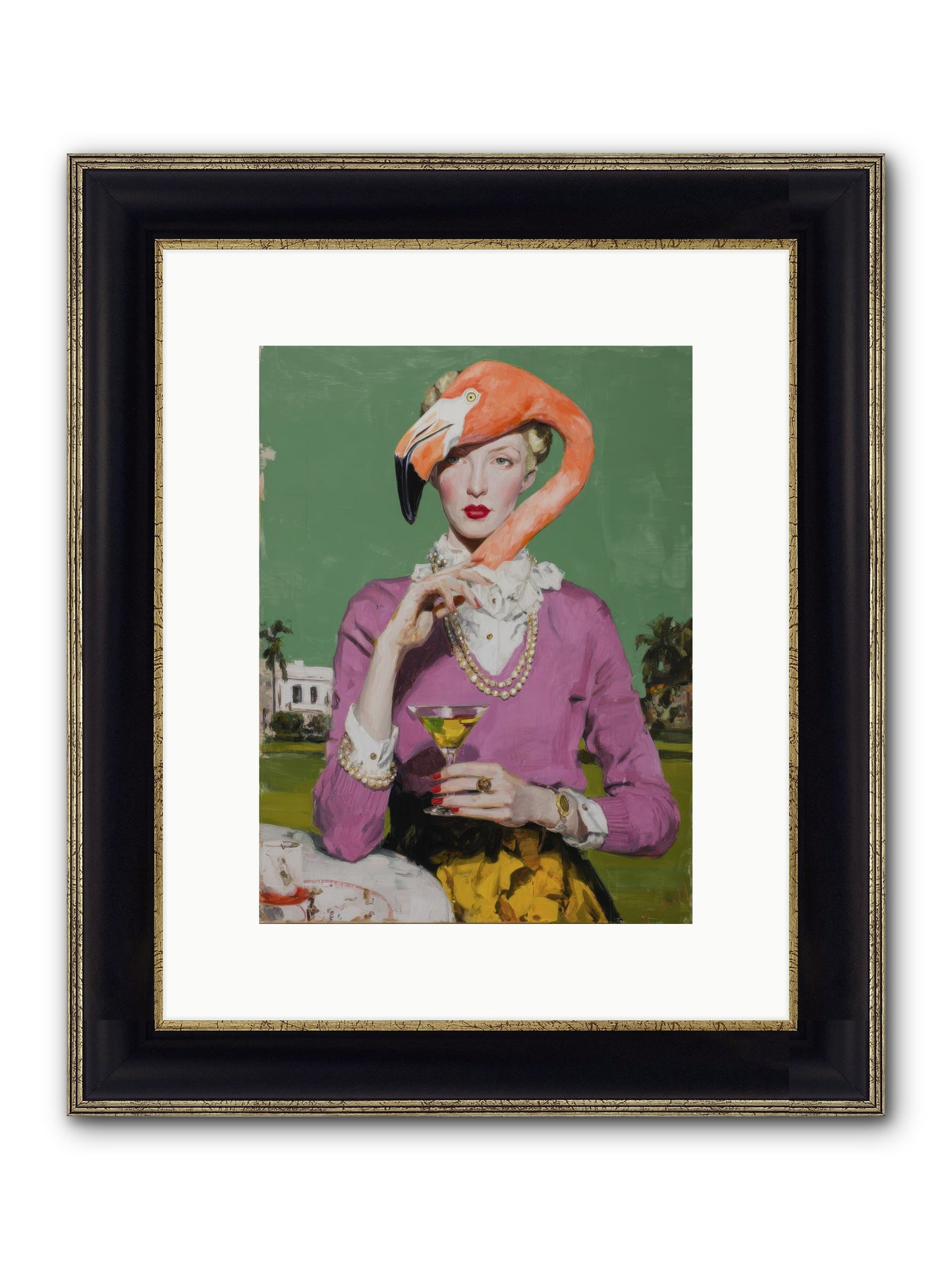 Evangeline & The Umbrella Club Framed Print - Black & Gold 9x12