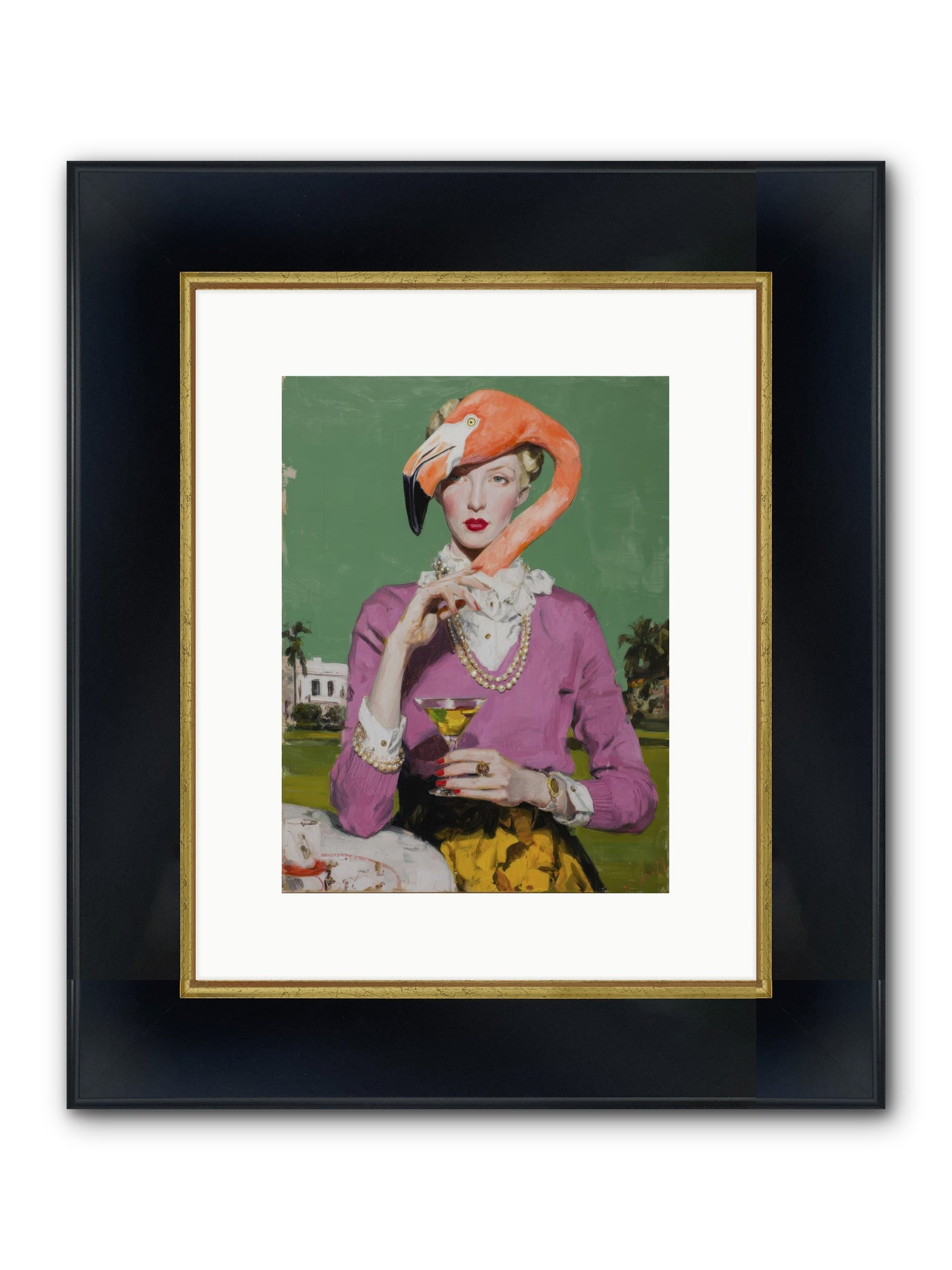 Evangeline & The Umbrella Club Framed Print - Wide Black w/Gold 9x12