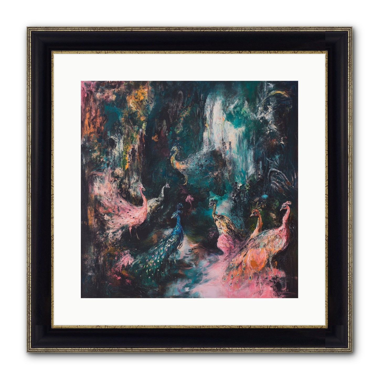 Evening At Kingston Framed Print - Black & Gold 16x16