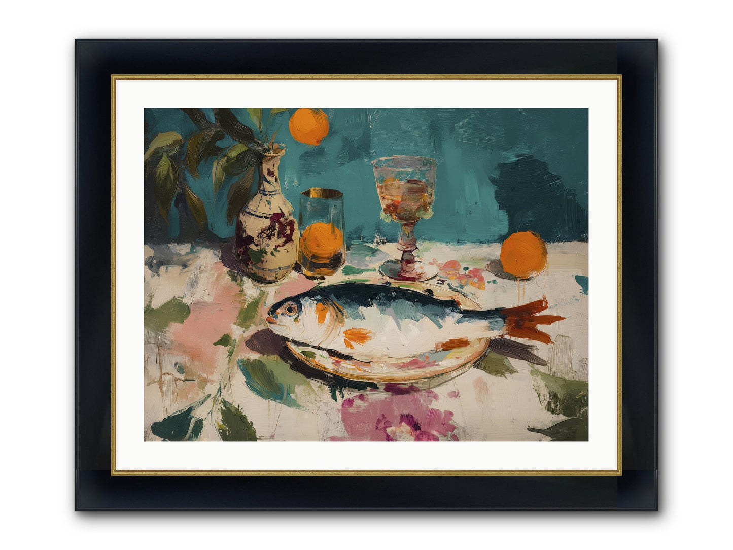 Evening Celebration Framed Print - Wide Black w/Gold 32x24