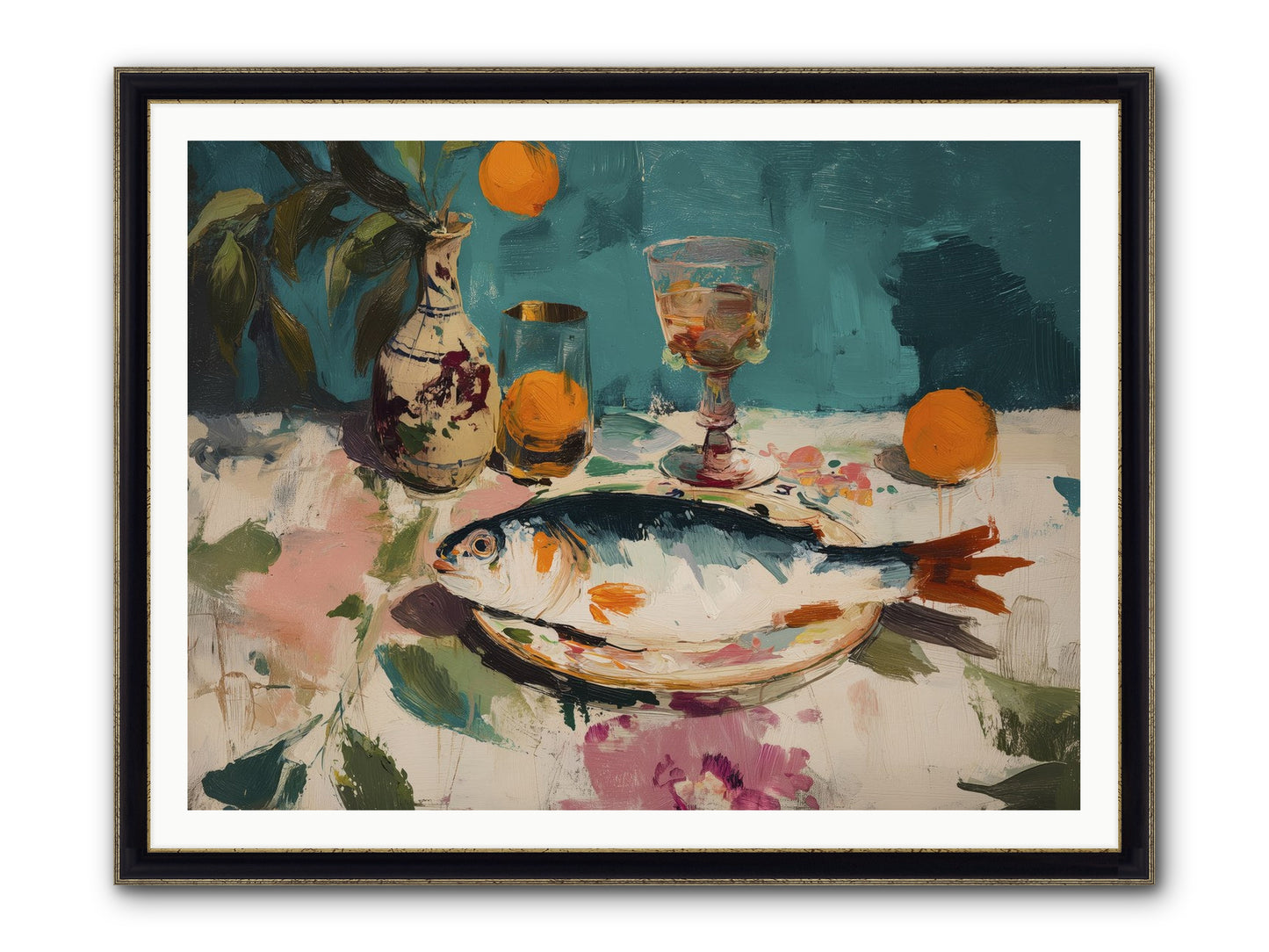 Evening Celebration Framed Print - Black & Gold 48x36