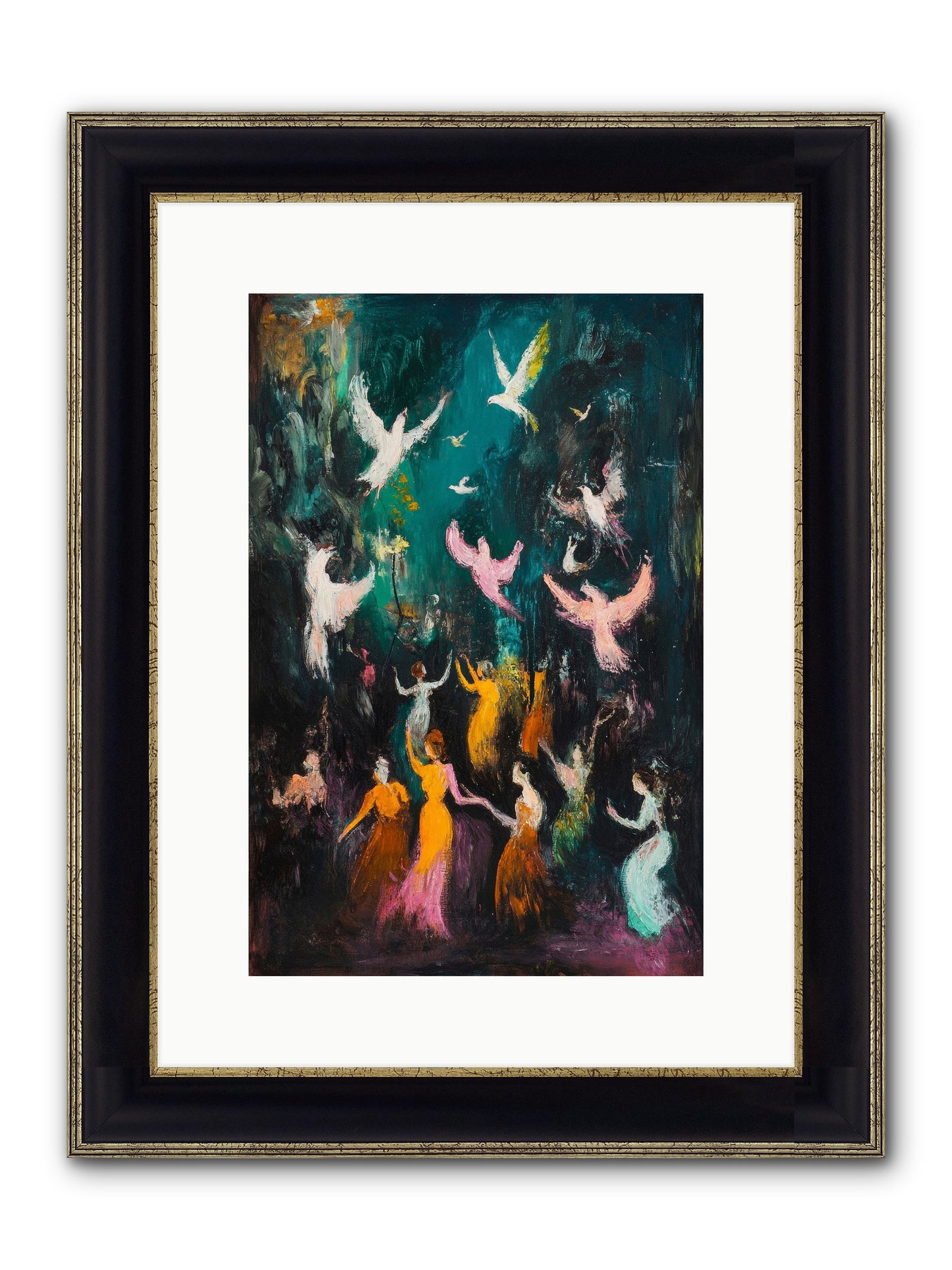 Evening Choir Framed Print - Black & Gold 10x15