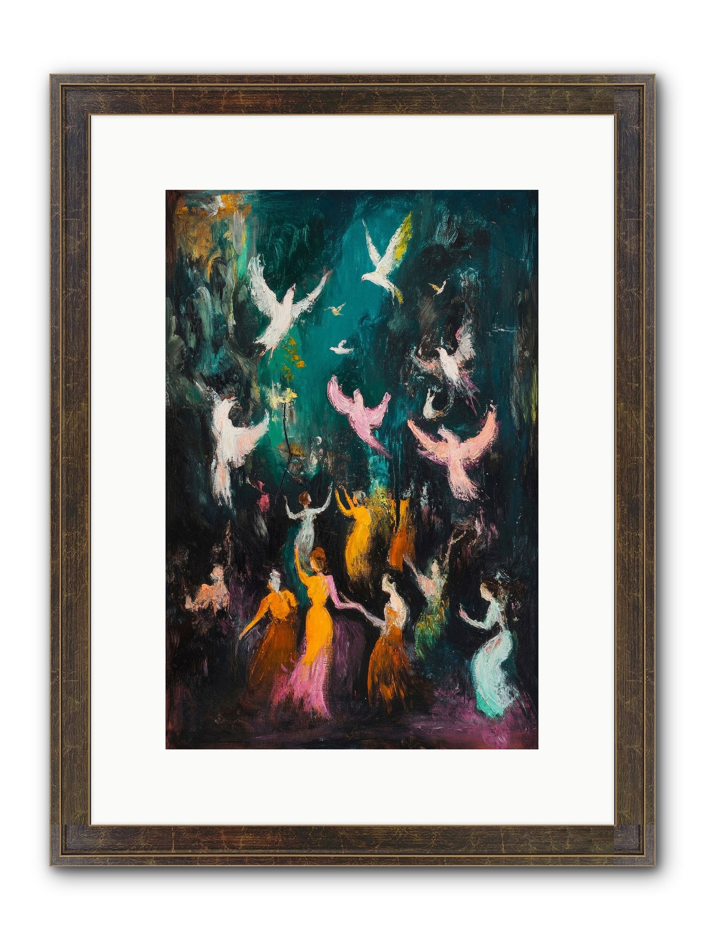 Evening Choir Framed Print - Slimwoods Black/Gold 10x15