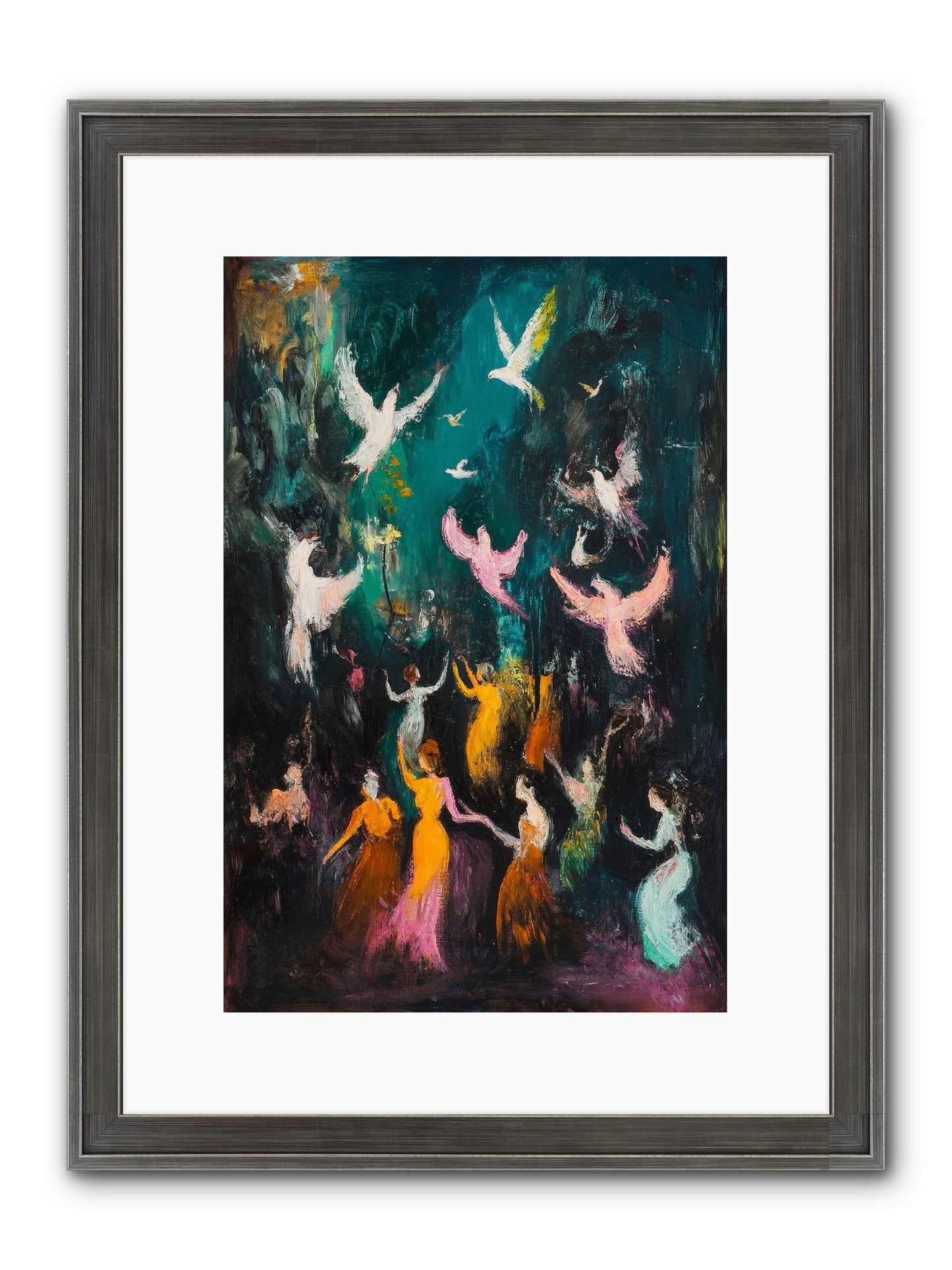 Evening Choir Framed Print - Slimwoods Black/Silver 10x15