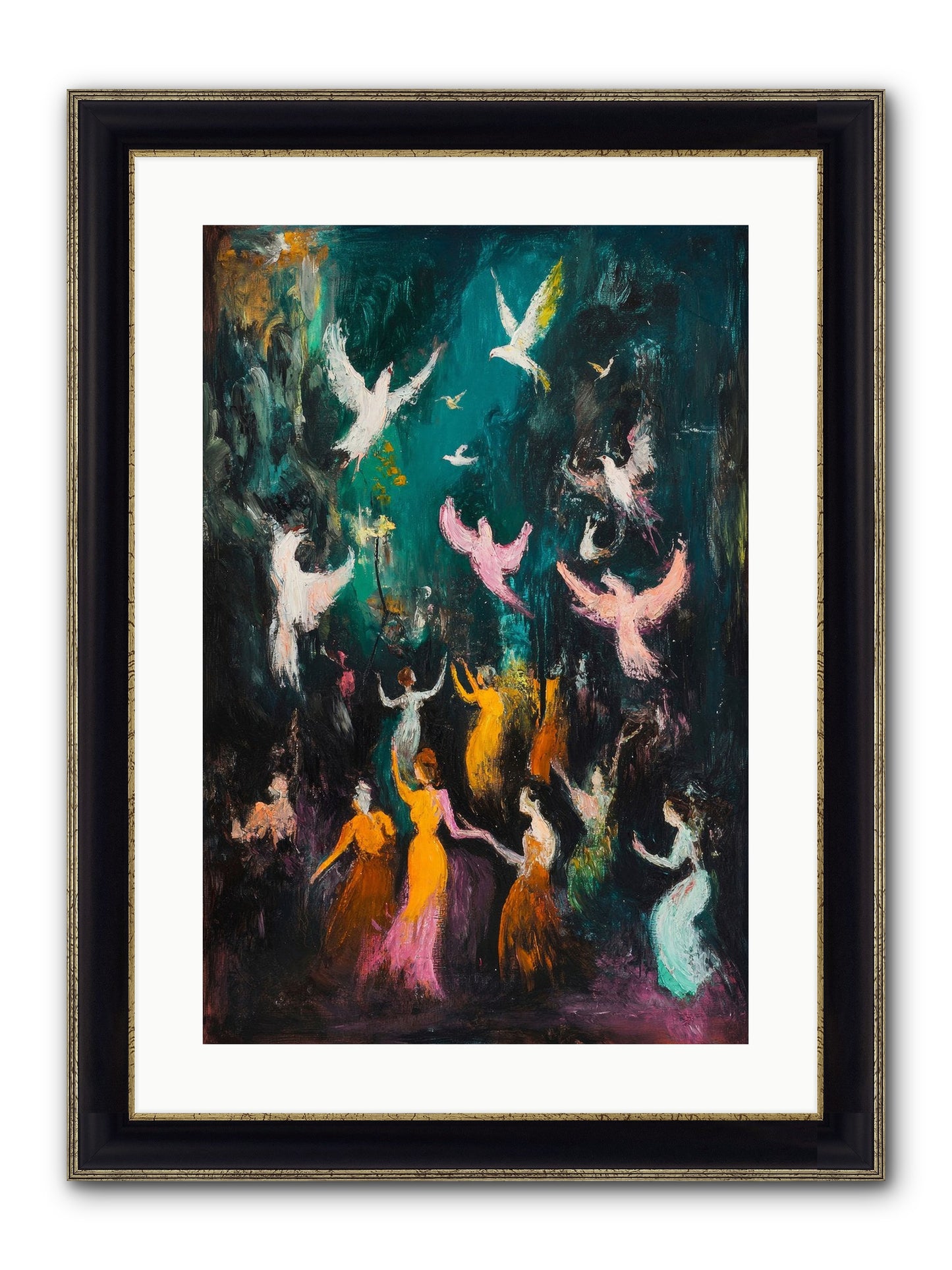 Evening Choir Framed Print - Black & Gold 16x24