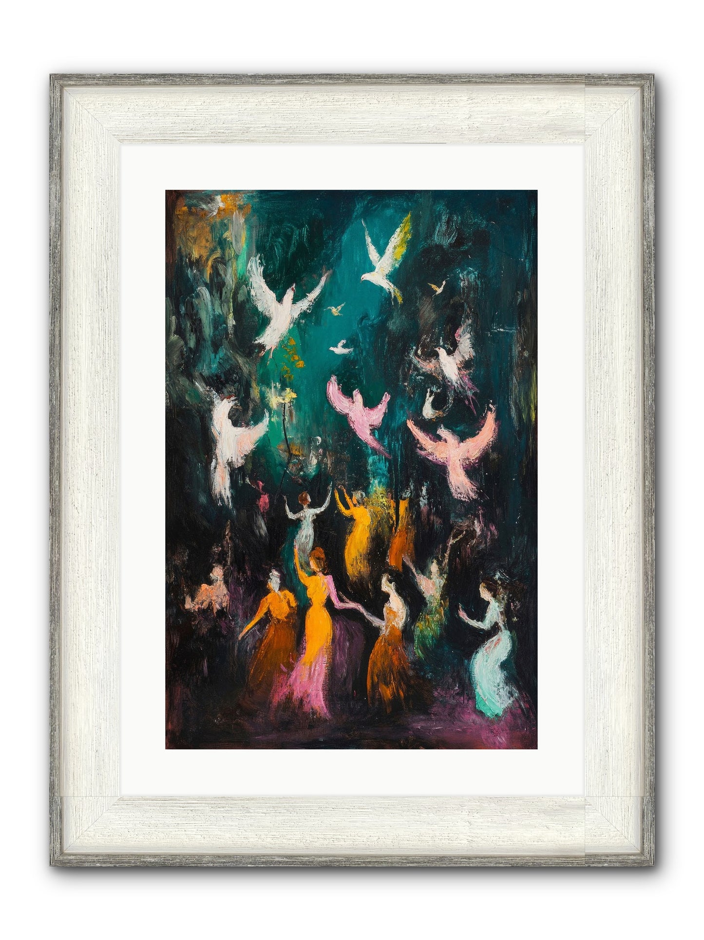 Evening Choir Framed Print - Driftwood White 16x24