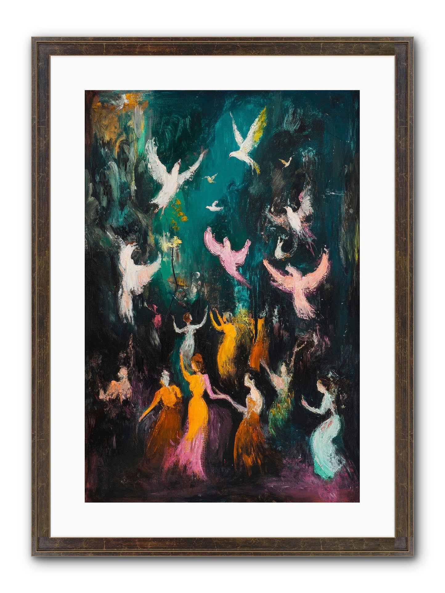Evening Choir Framed Print - Slimwoods Black/Gold 16x24