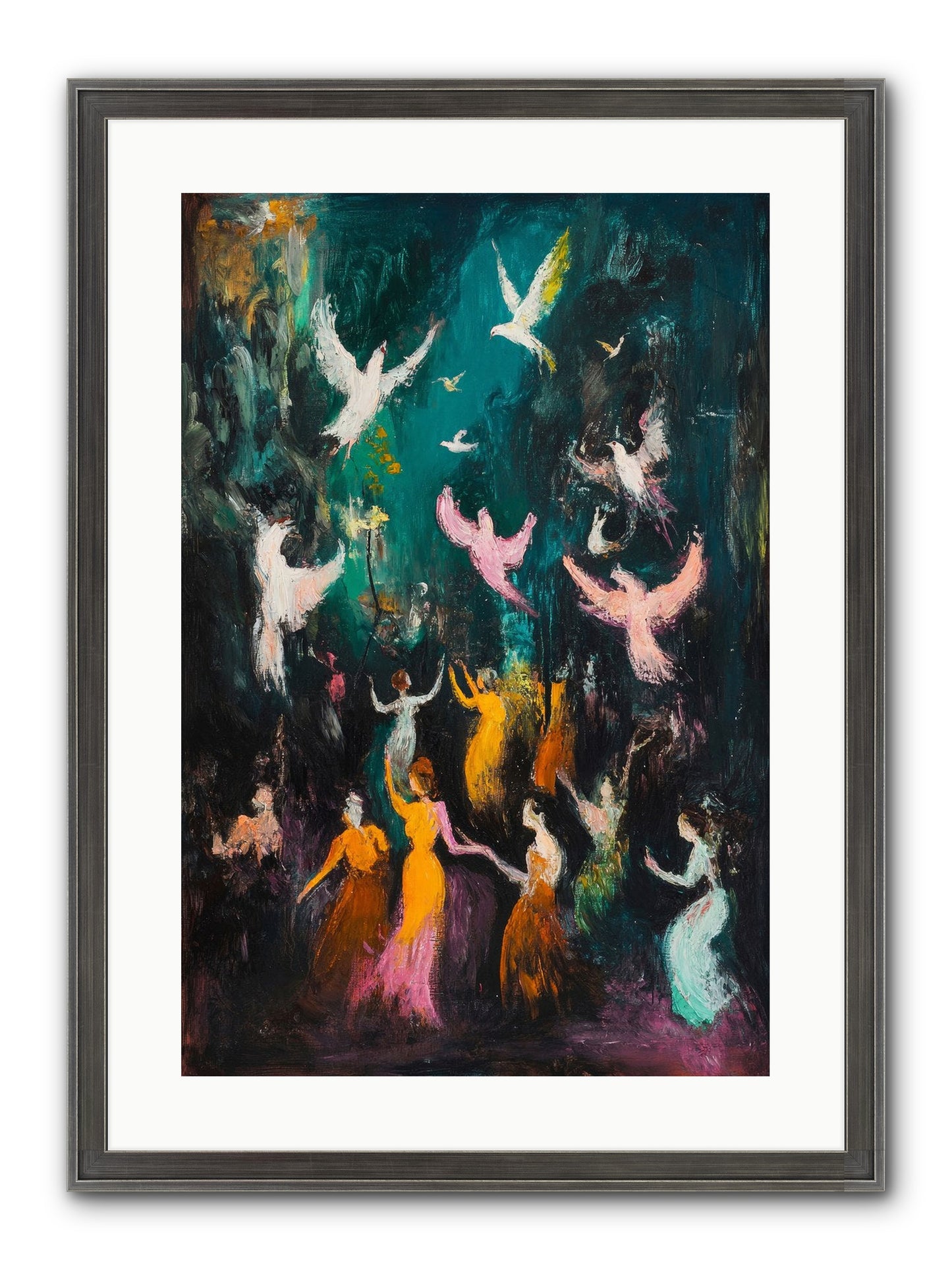 Evening Choir Framed Print - Slimwoods Black/Silver 16x24