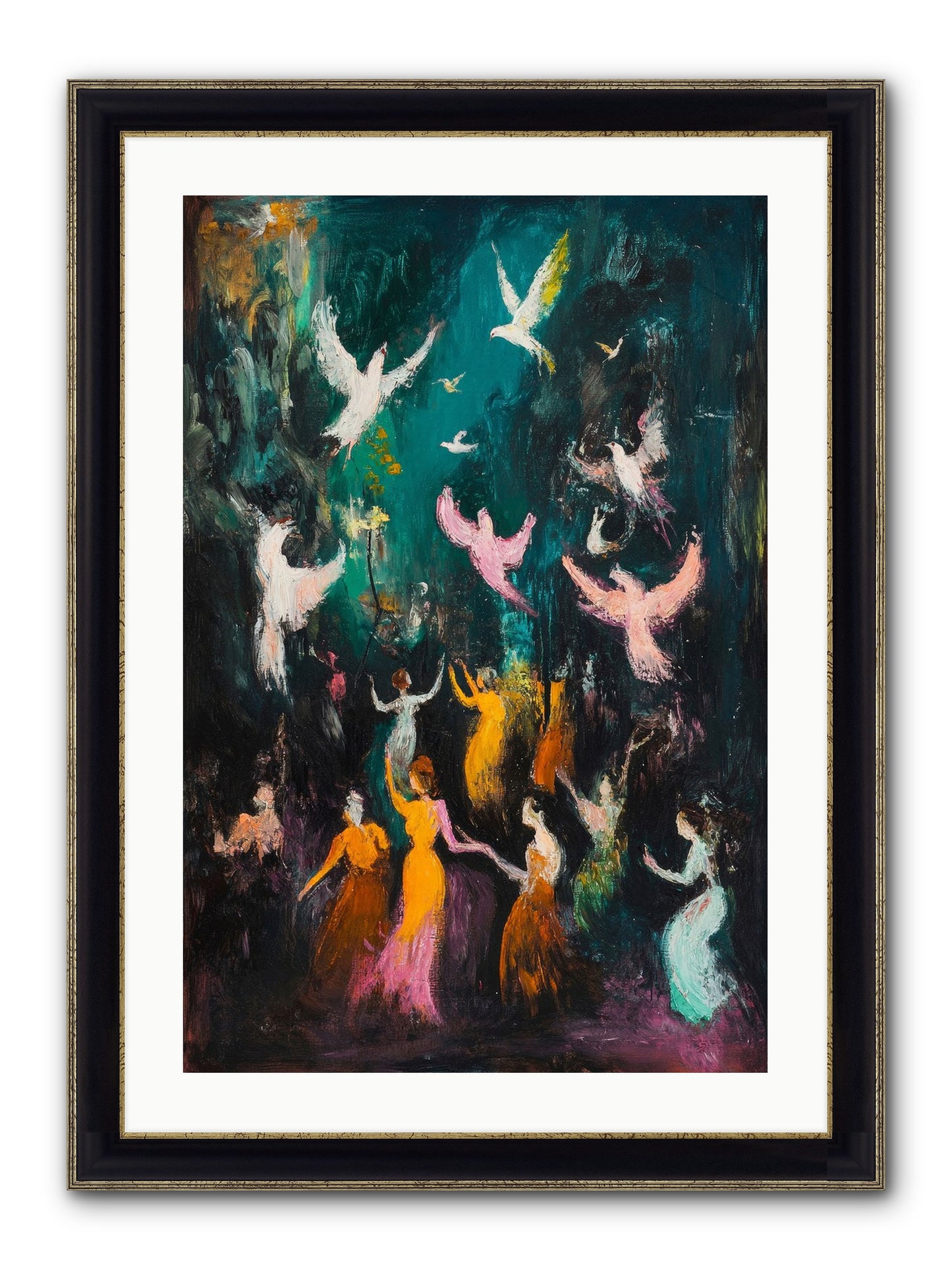 Evening Choir Framed Print - Black & Gold 20x30