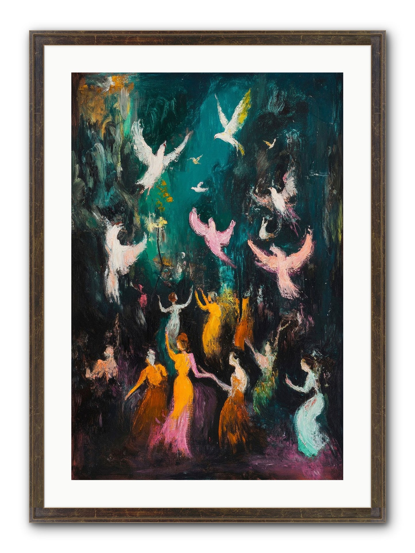 Evening Choir Framed Print - Slimwoods Black/Gold 20x30