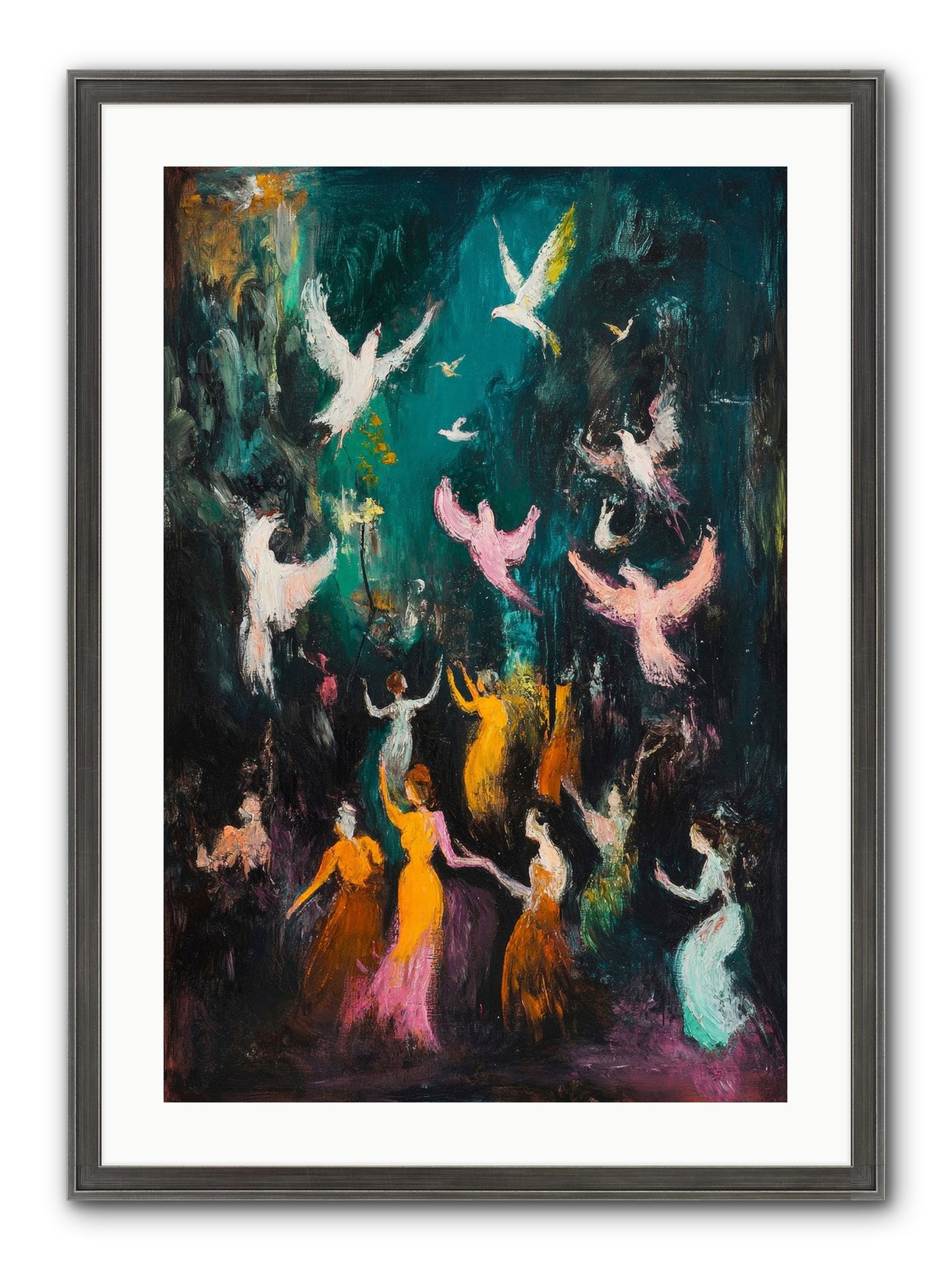 Evening Choir Framed Print - Slimwoods Black/Silver 20x30