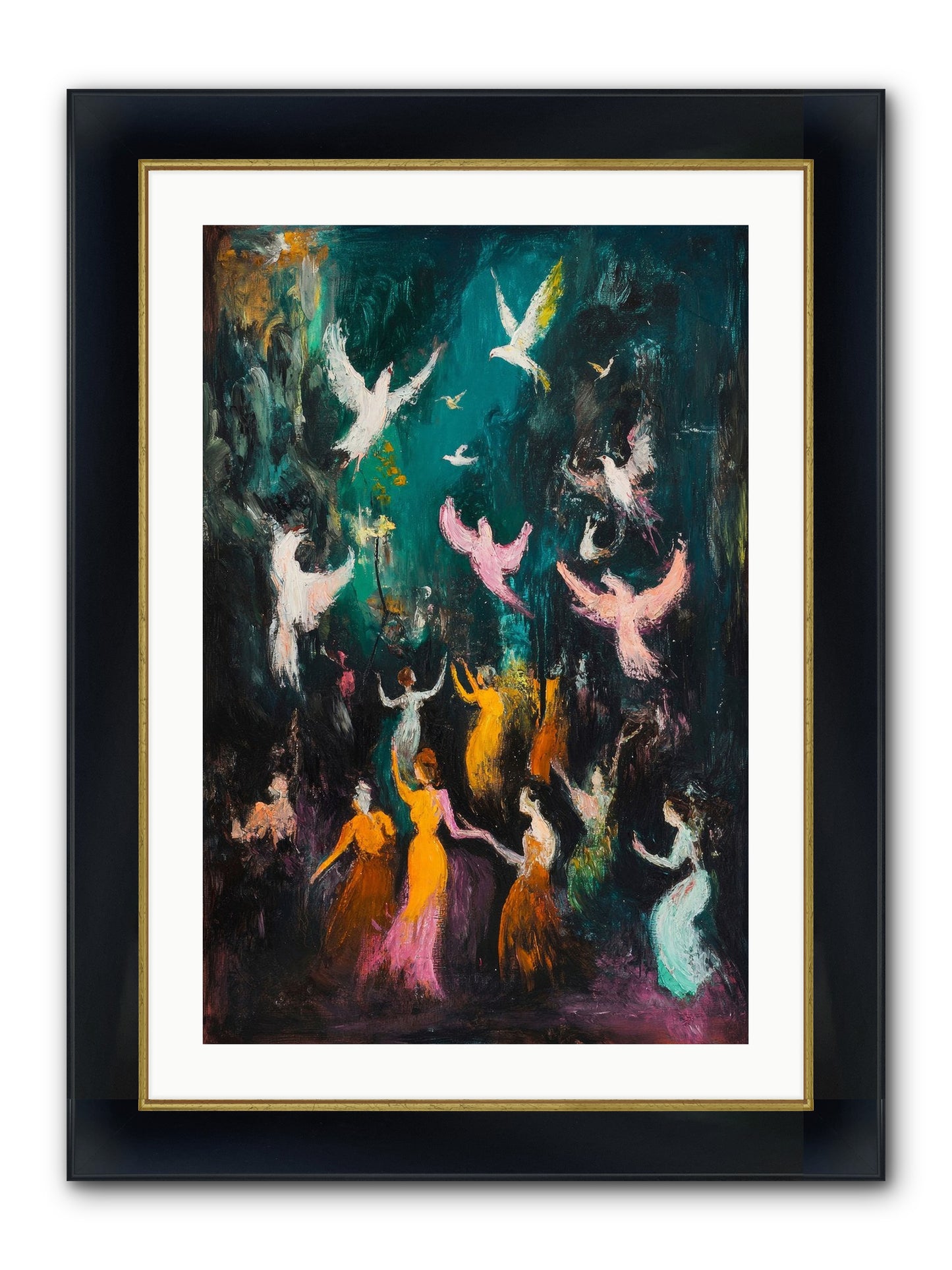 Evening Choir Framed Print - Wide Black w/Gold 20x30