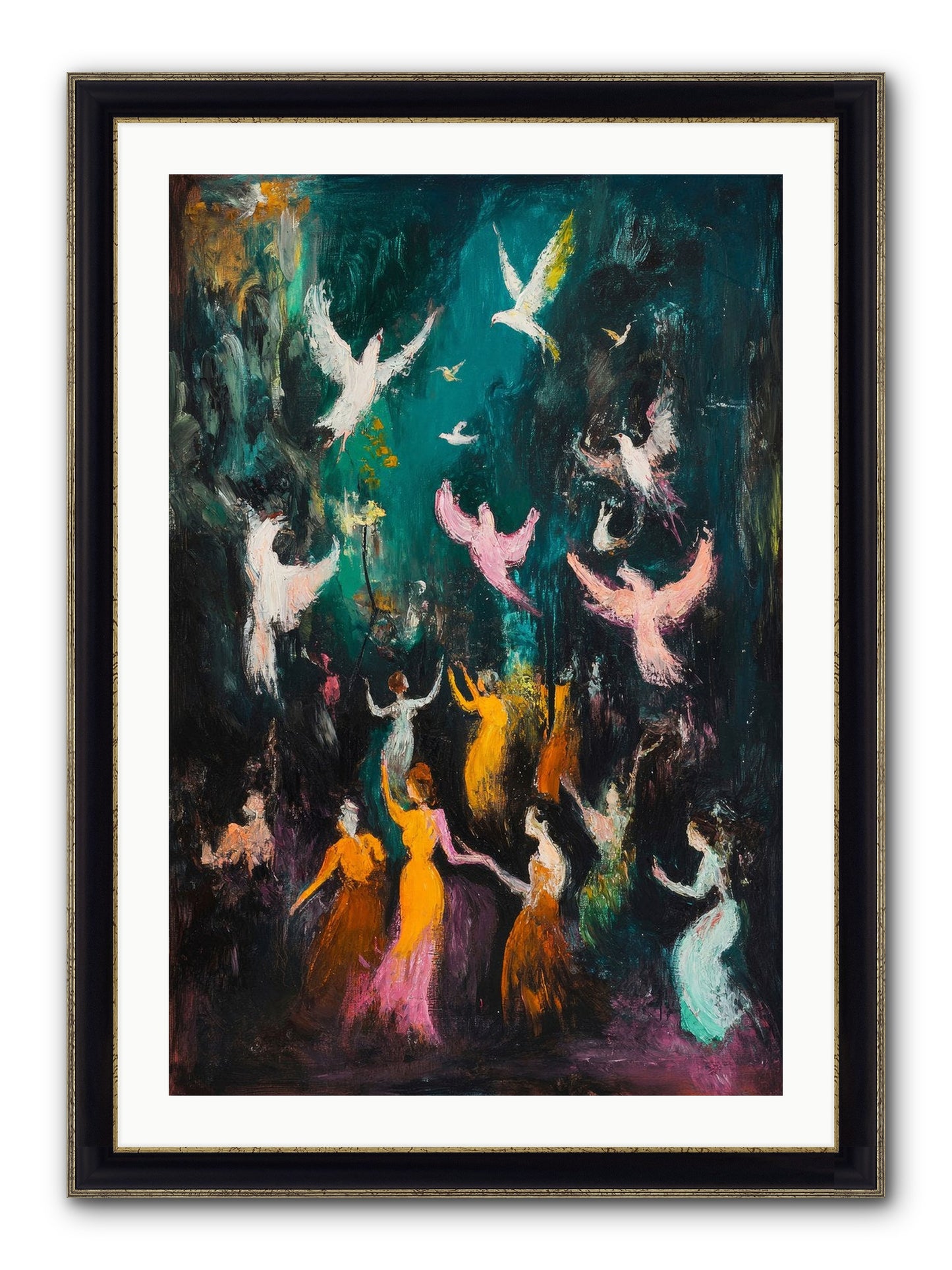 Evening Choir Framed Print - Black & Gold 24x36