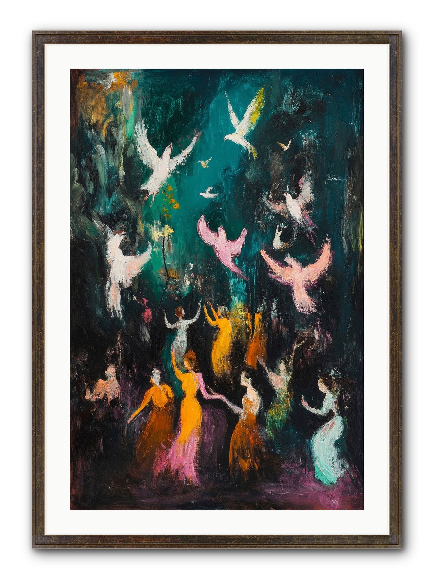 Evening Choir Framed Print - Slimwoods Black/Gold 24x36