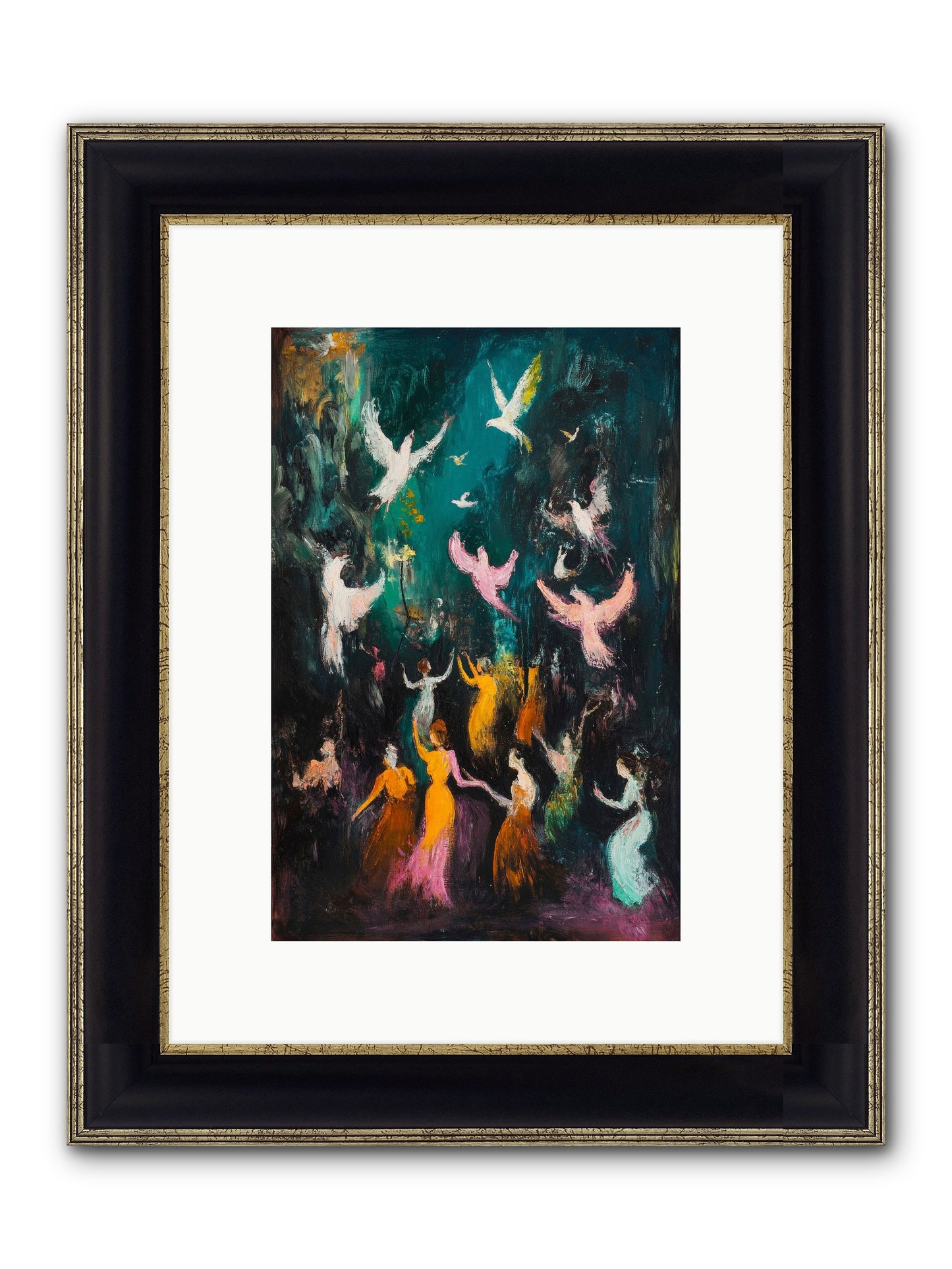 Evening Choir Framed Print - Black & Gold 8x12