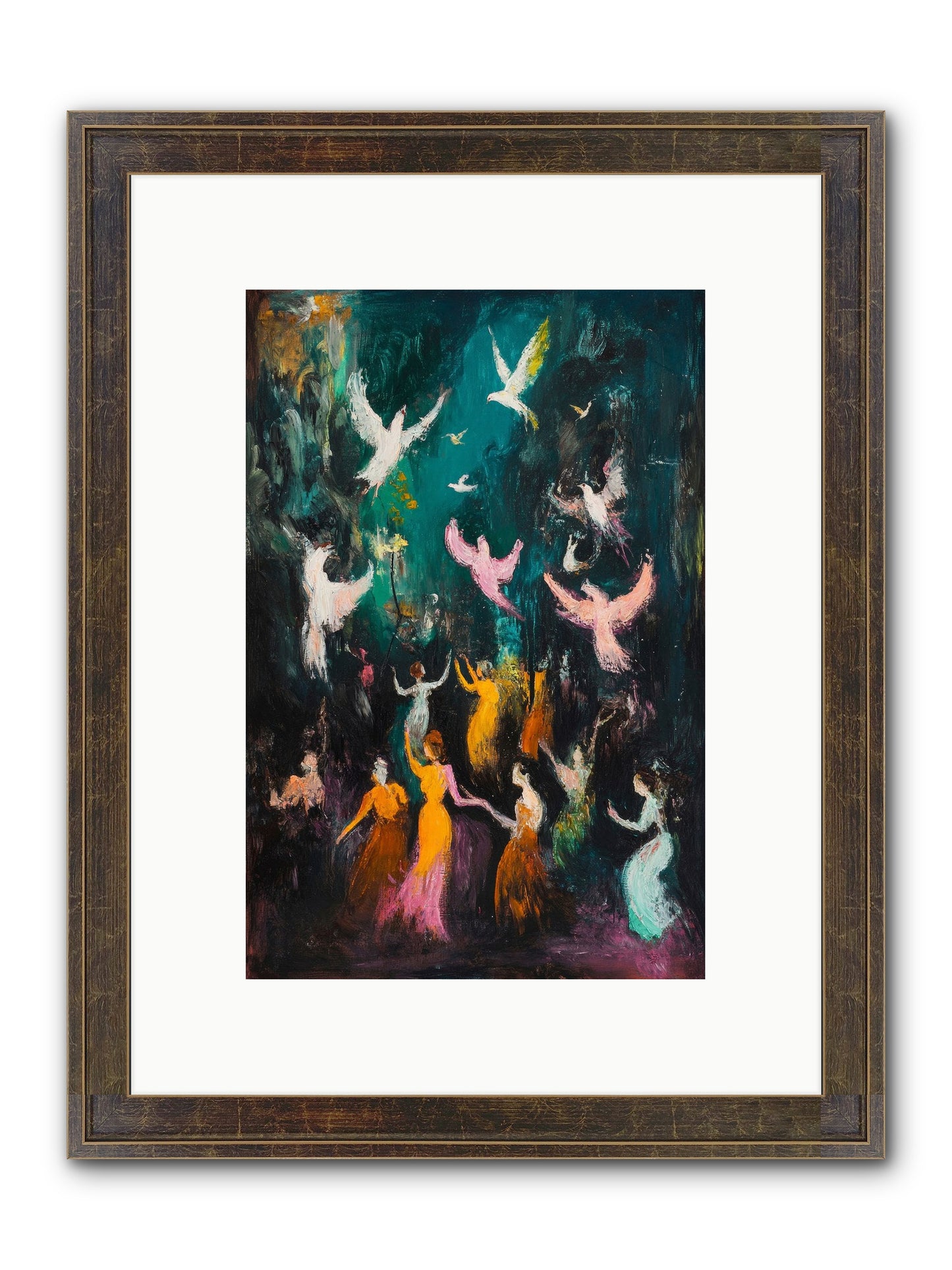 Evening Choir Framed Print - Slimwoods Black/Gold 8x12