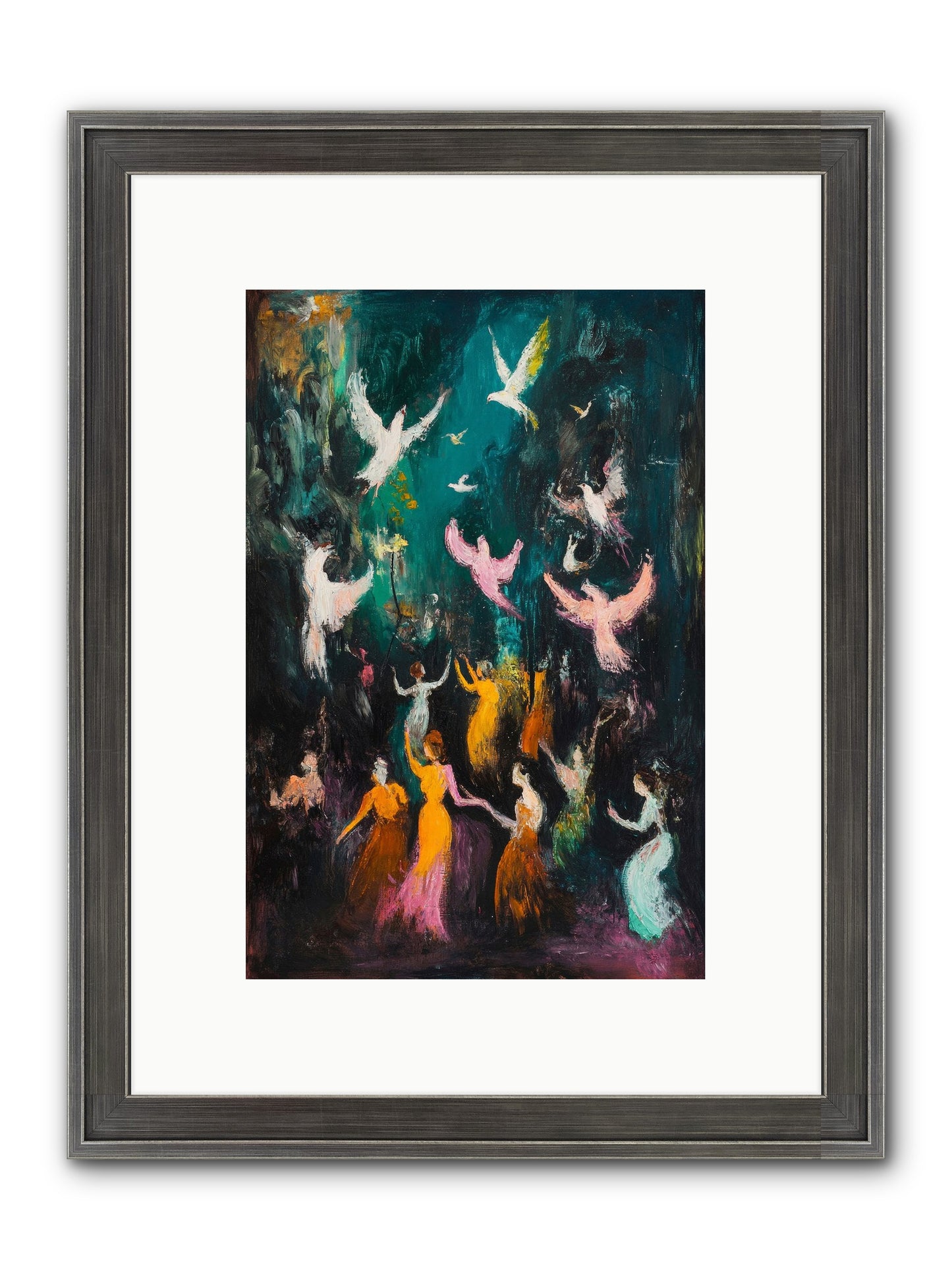 Evening Choir Framed Print - Slimwoods Black/Silver 8x12