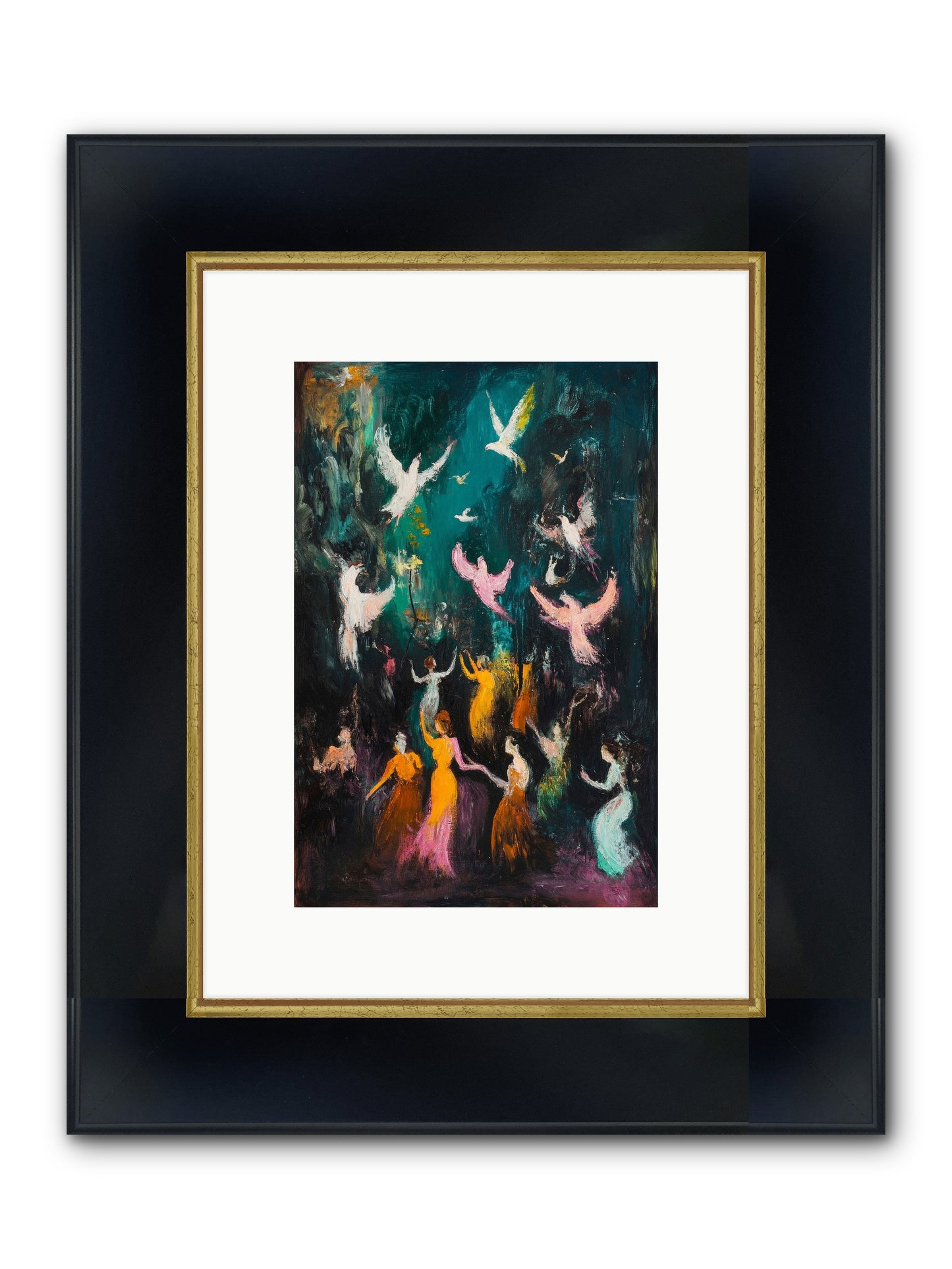 Evening Choir Framed Print - Wide Black w/Gold 8x12