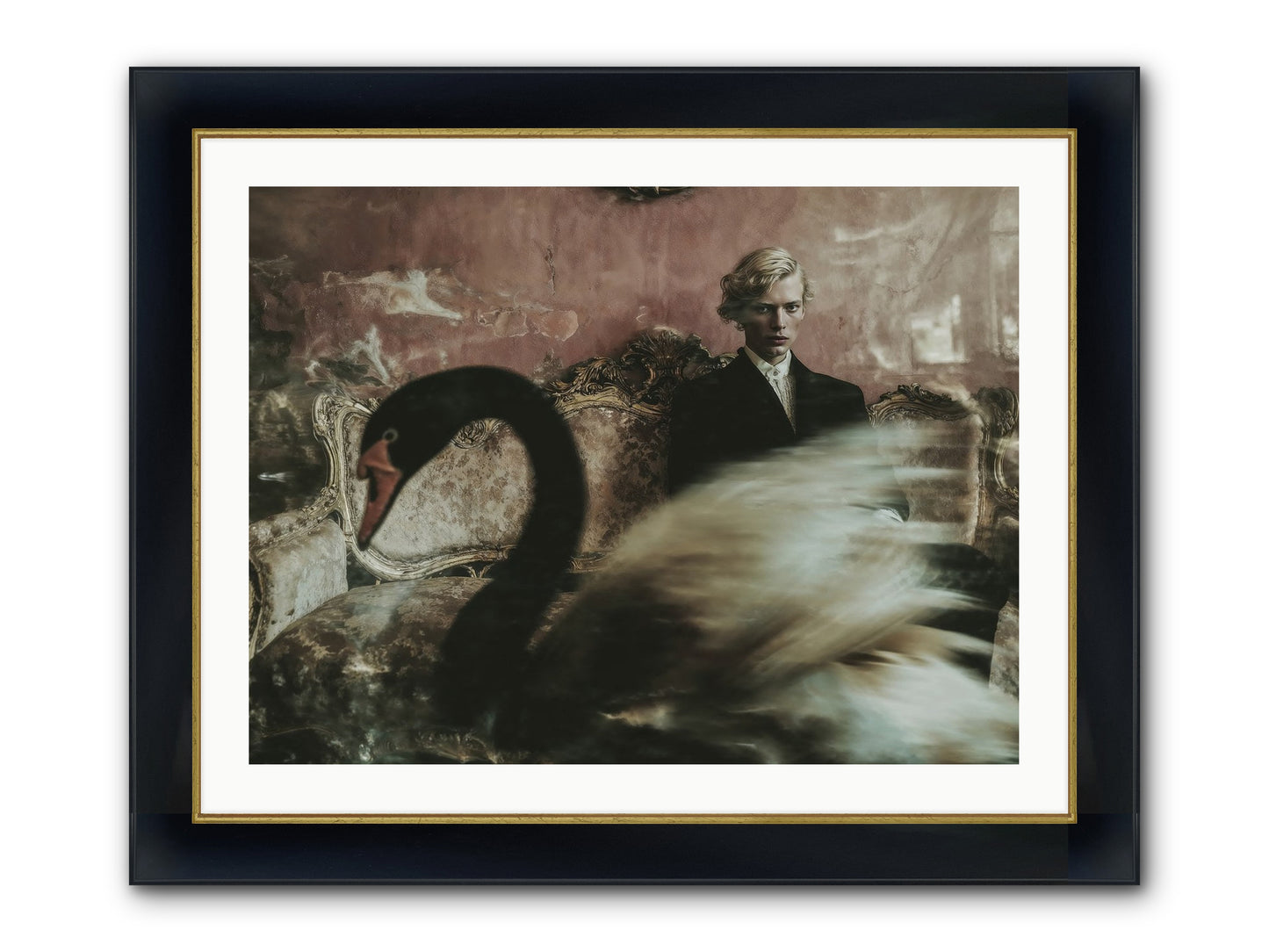 Evening Creatures Framed Print - Wide Black w/Gold 32x24
