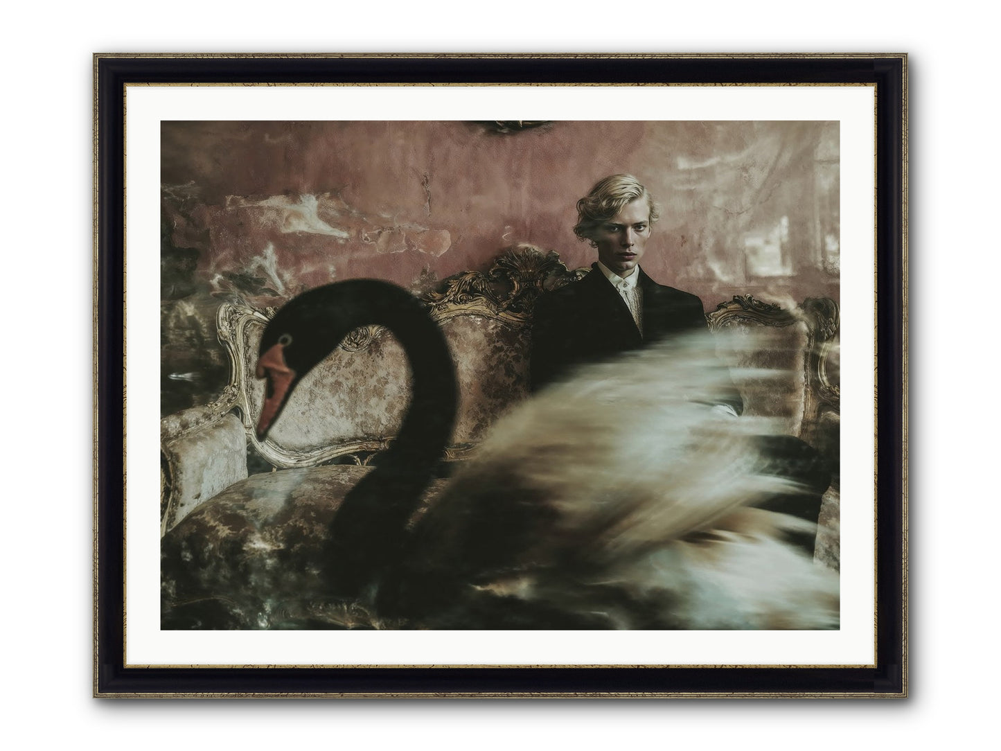 Evening Creatures Framed Print - Black & Gold 40x30
