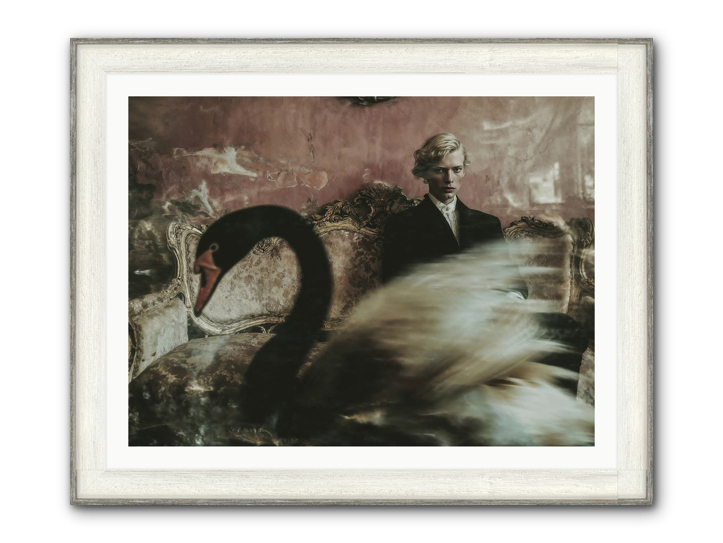 Evening Creatures Framed Print - Driftwood White 40x30