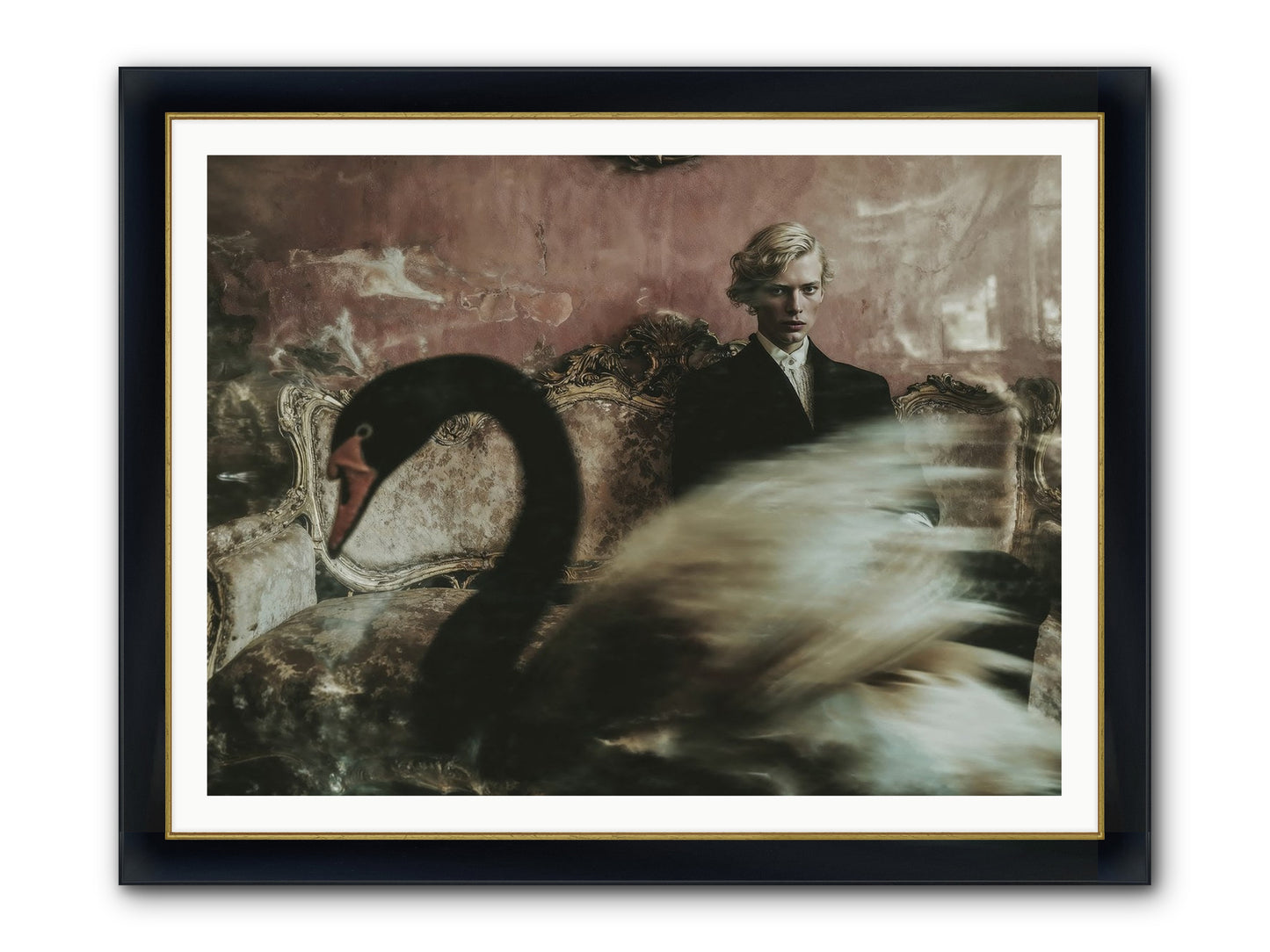 Evening Creatures Framed Print - Wide Black w/Gold 48x36