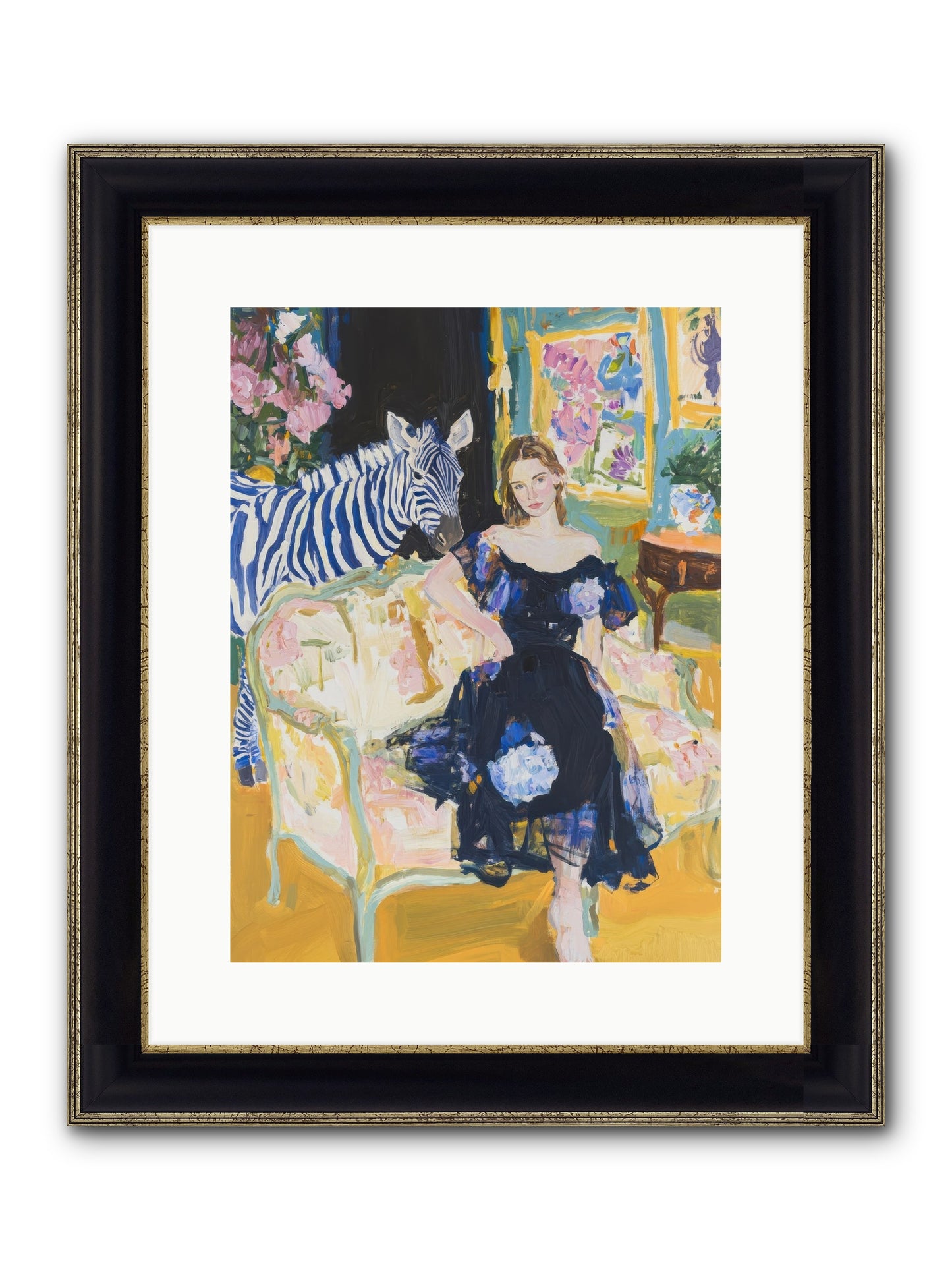 Evening Stripes Framed Print - Black & Gold 12x16