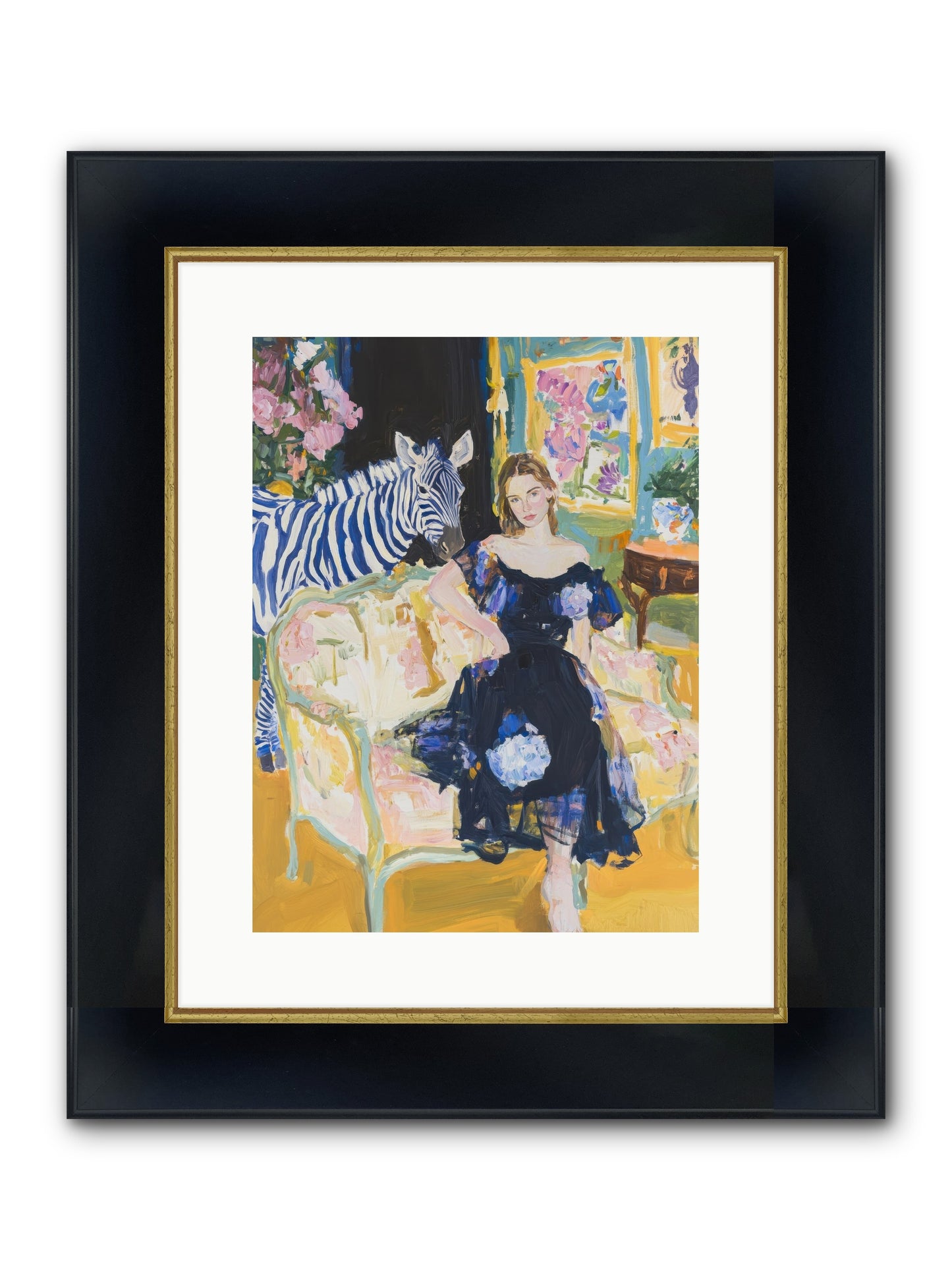 Evening Stripes Framed Print - Wide Black w/Gold 12x16