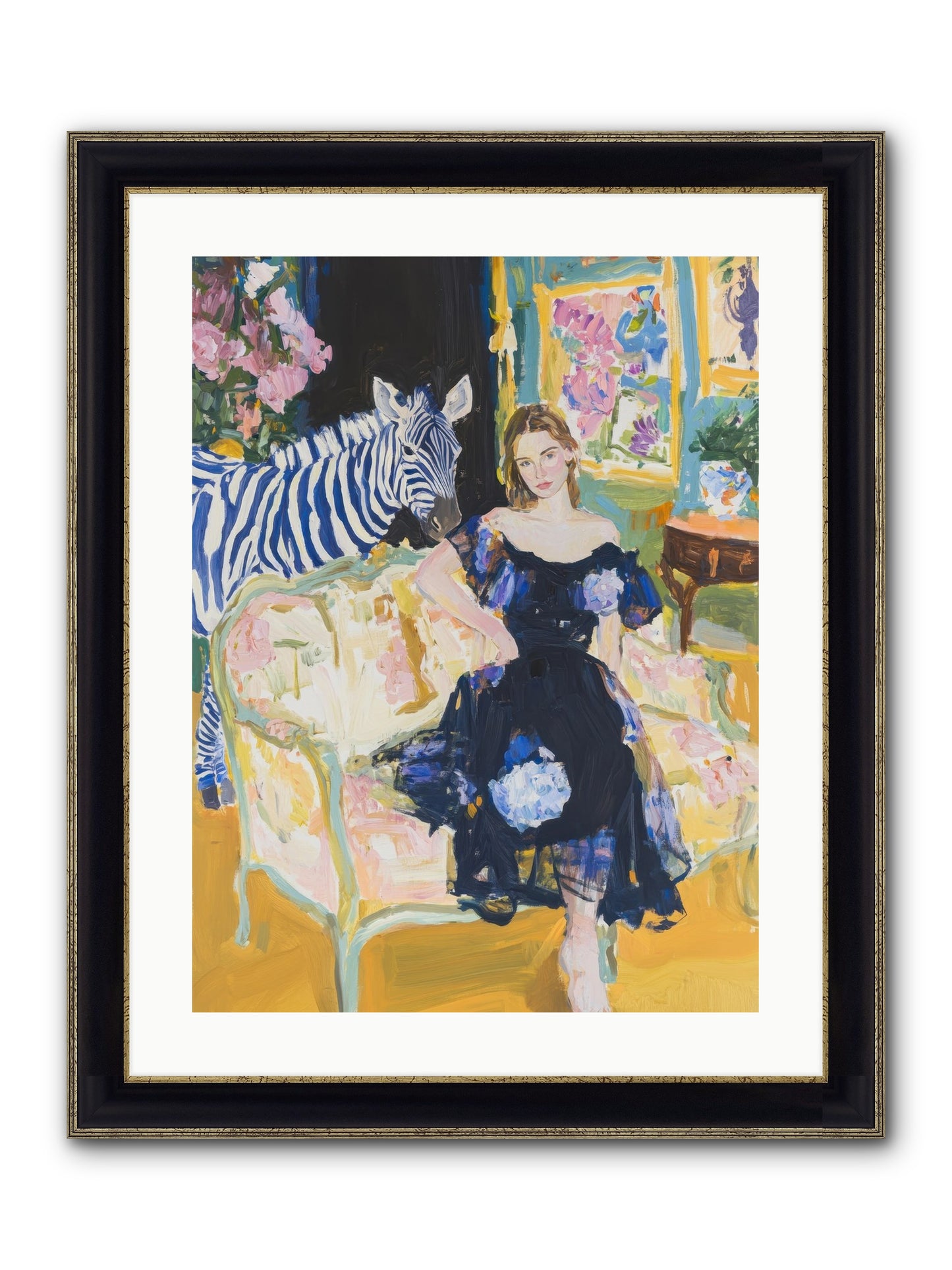 Evening Stripes Framed Print - Black & Gold 18x24