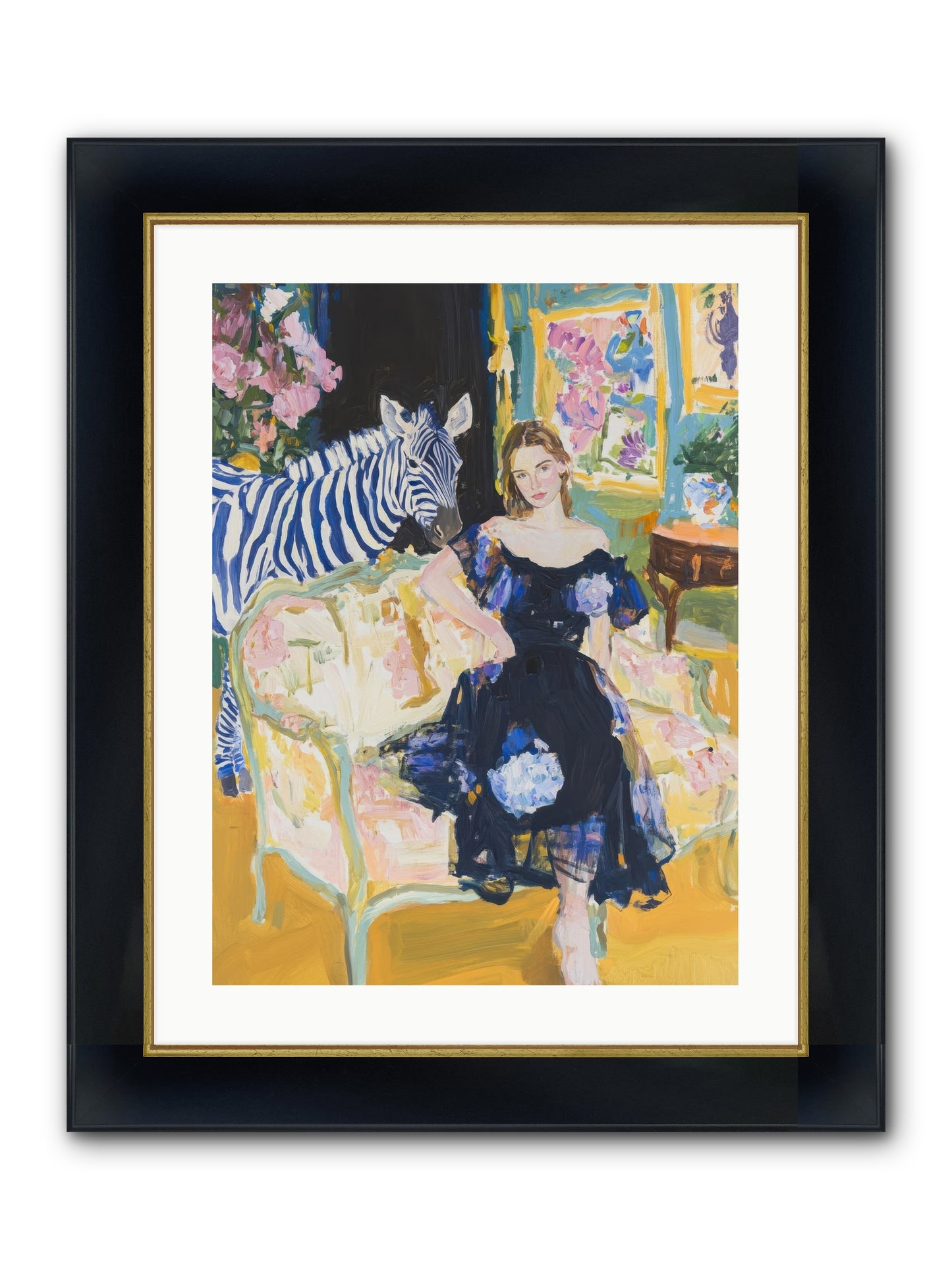 Evening Stripes Framed Print - Wide Black w/Gold 18x24