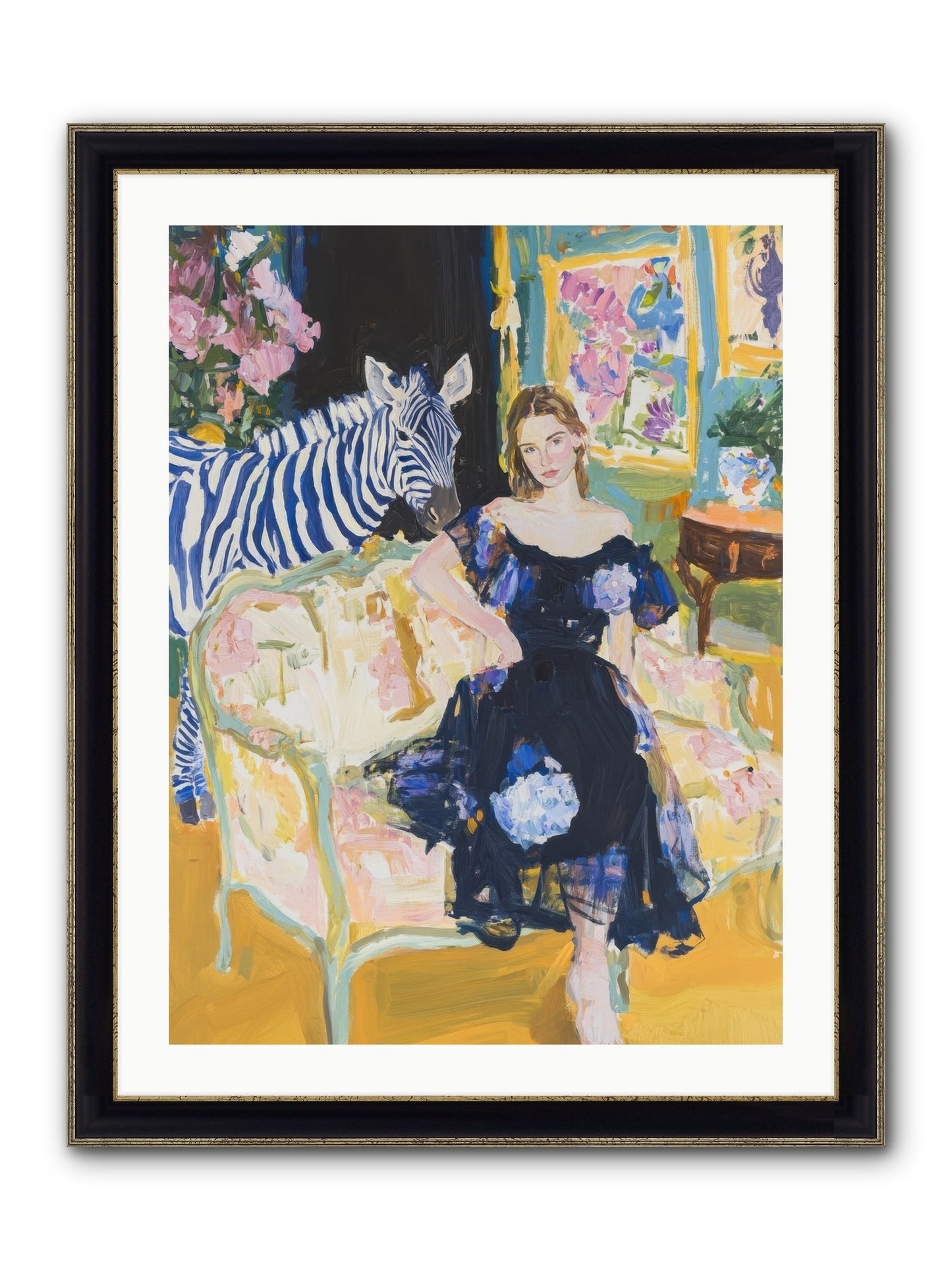 Evening Stripes Framed Print - Black & Gold 24x32