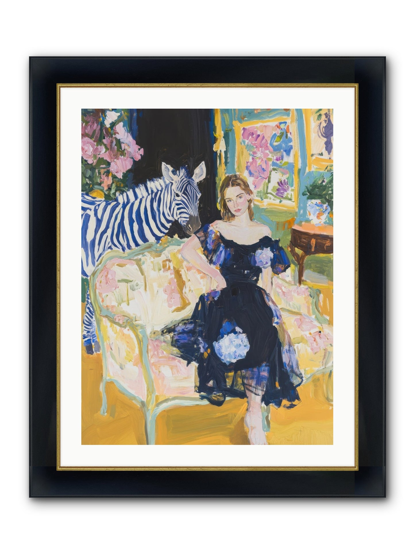 Evening Stripes Framed Print - Wide Black w/Gold 24x32