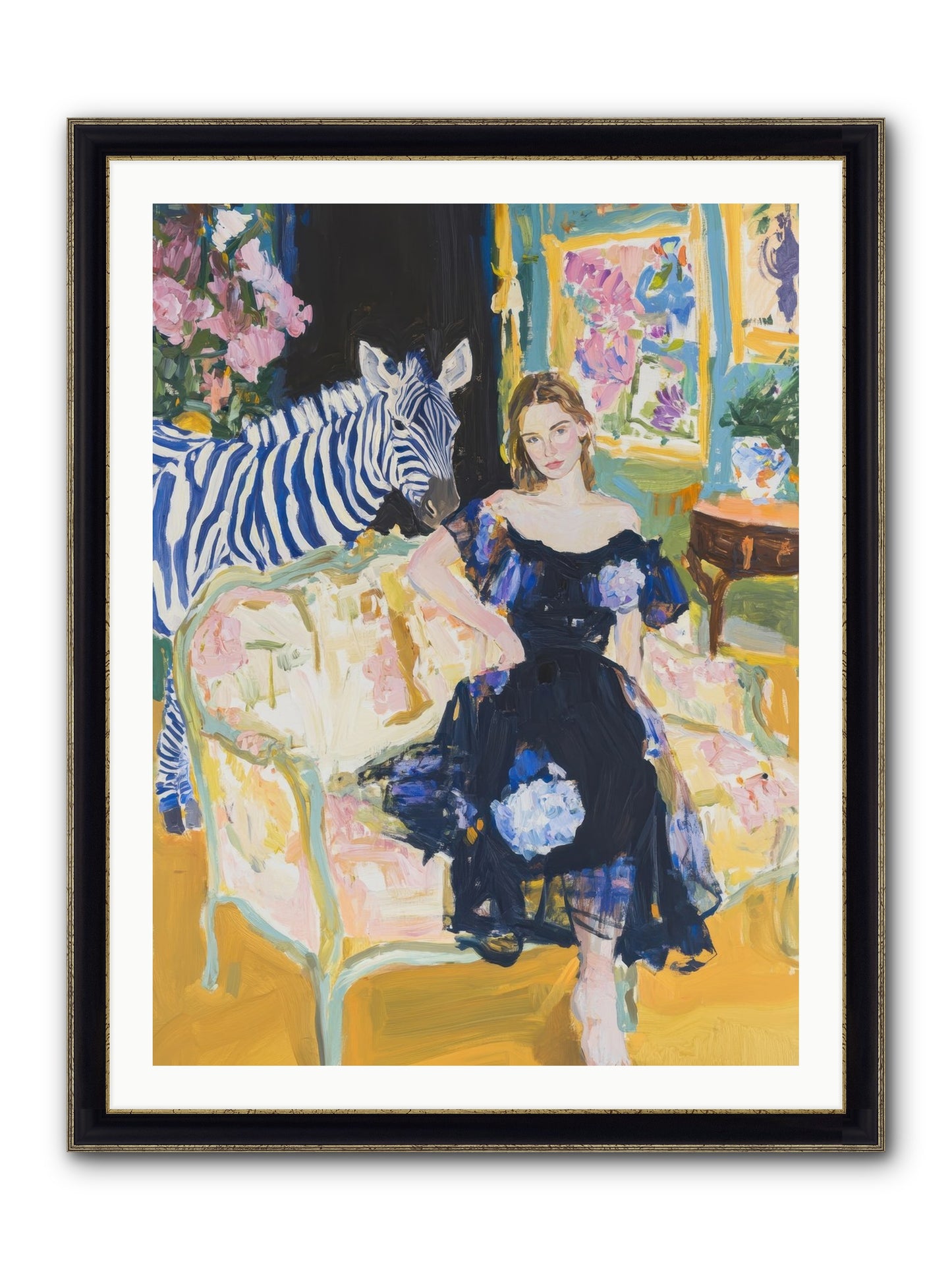 Evening Stripes Framed Print - Black & Gold 30x40