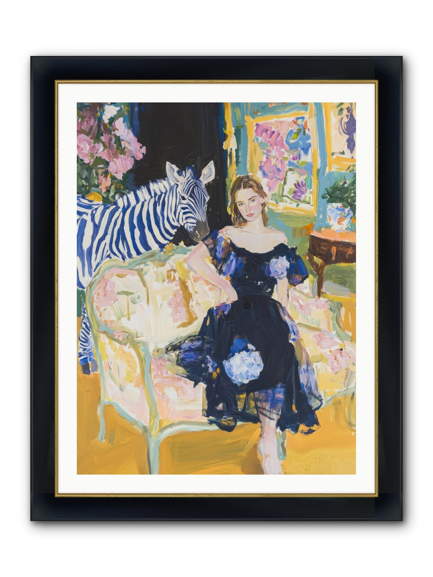 Evening Stripes Framed Print - Wide Black w/Gold 30x40